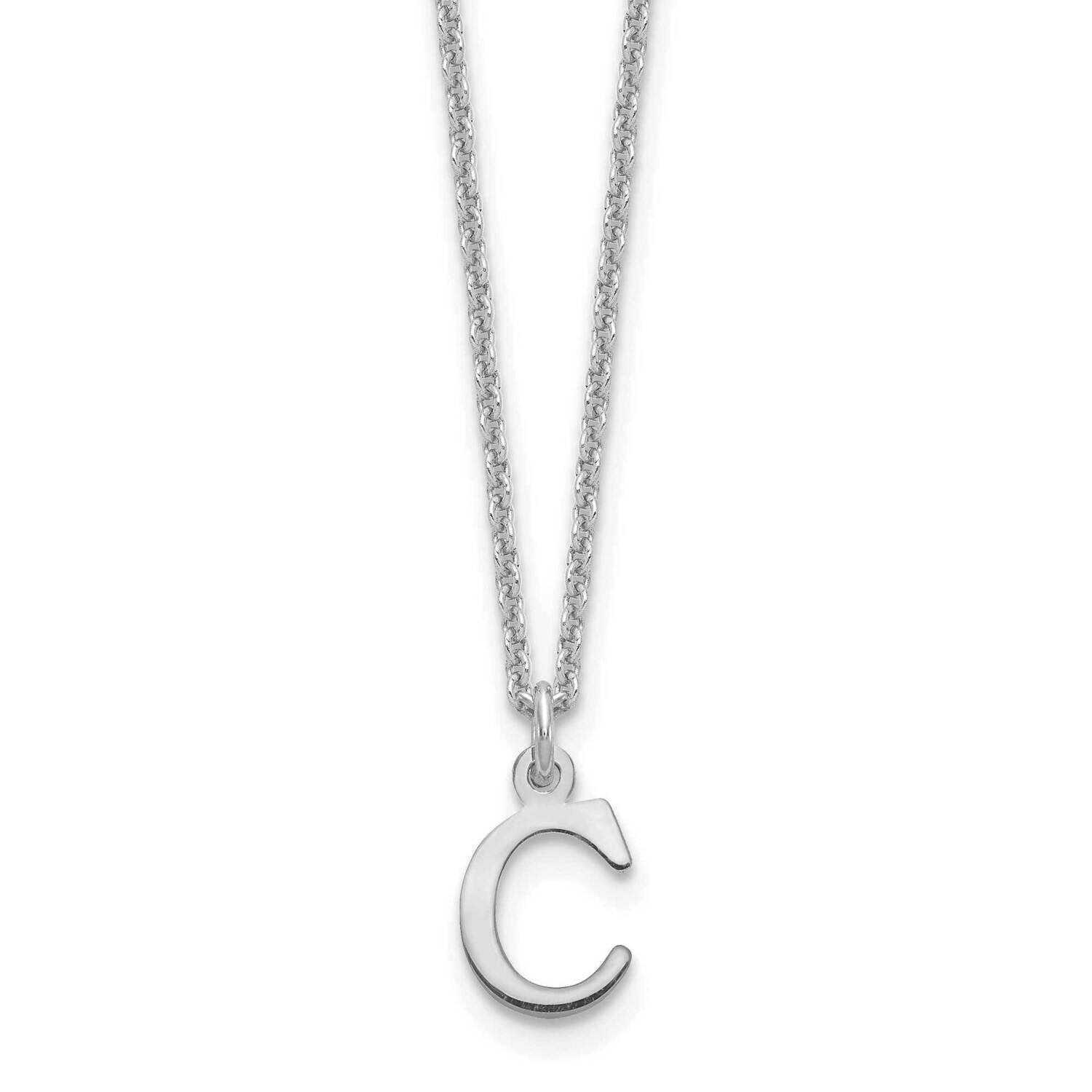 Letter C Initial Pendant with Chain 14k White Gold Cutout XNA727W/C
