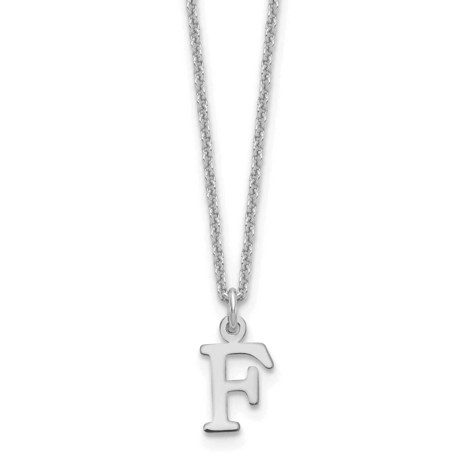 Letter F Initial Pendant with Chain 14k White Gold Cutout XNA727W/F
