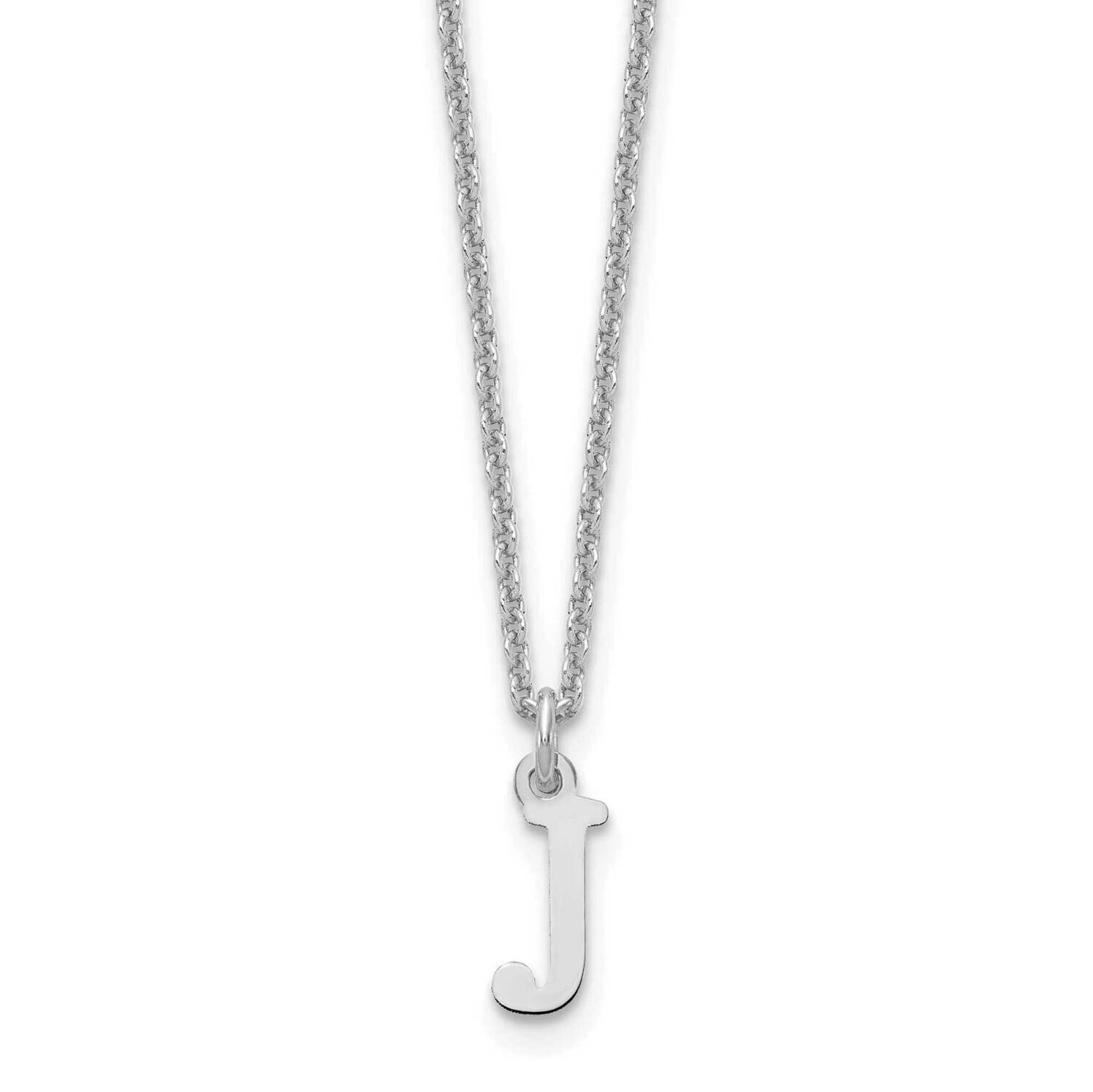 Letter J Initial Pendant with Chain 14k White Gold Cutout XNA727W/J