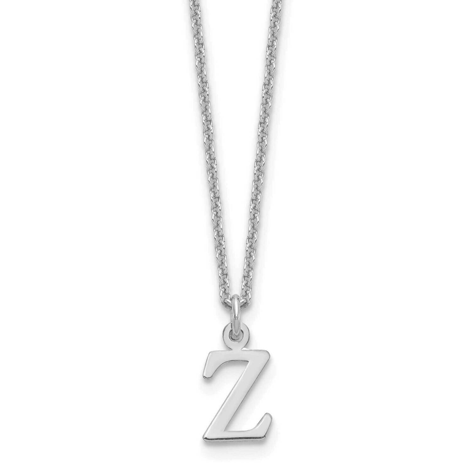 Letter Z Initial Pendant with Chain 14k White Gold Cutout XNA727W/Z