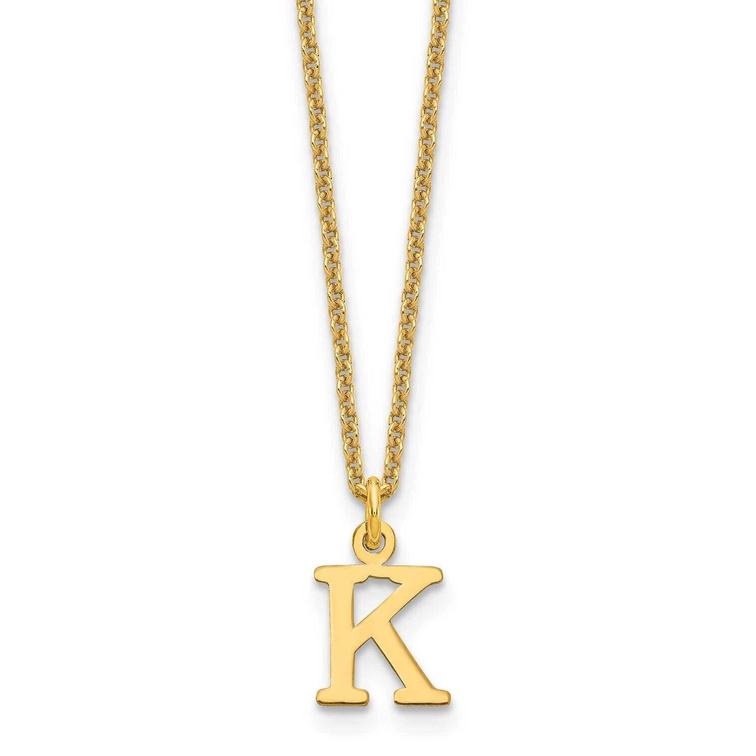 Letter K Initial Pendant with Chain 14k Gold Cutout XNA727Y/K