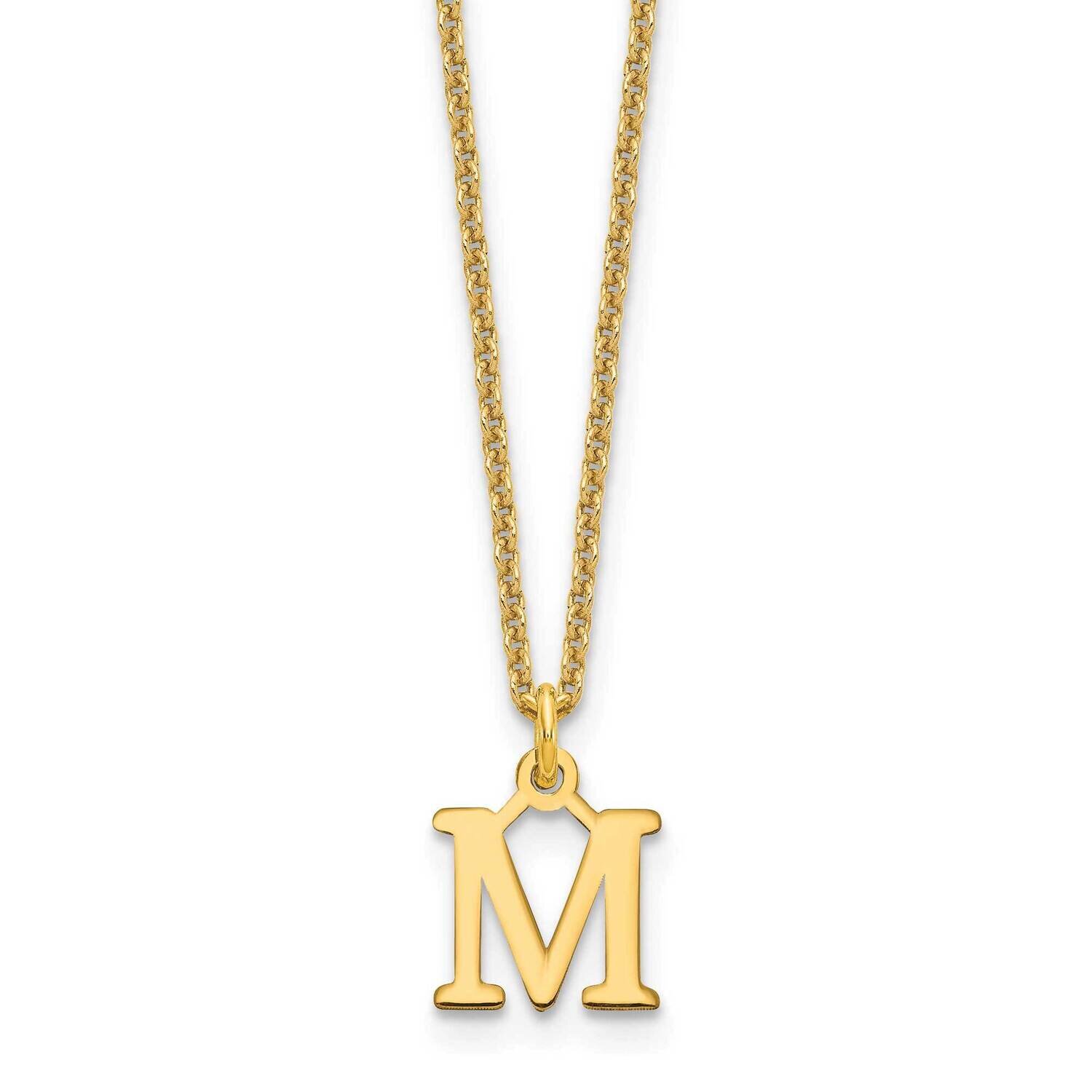 Letter M Initial Pendant with Chain 14k Gold Cutout XNA727Y/M, MPN: XNA727Y/M, 191101672590