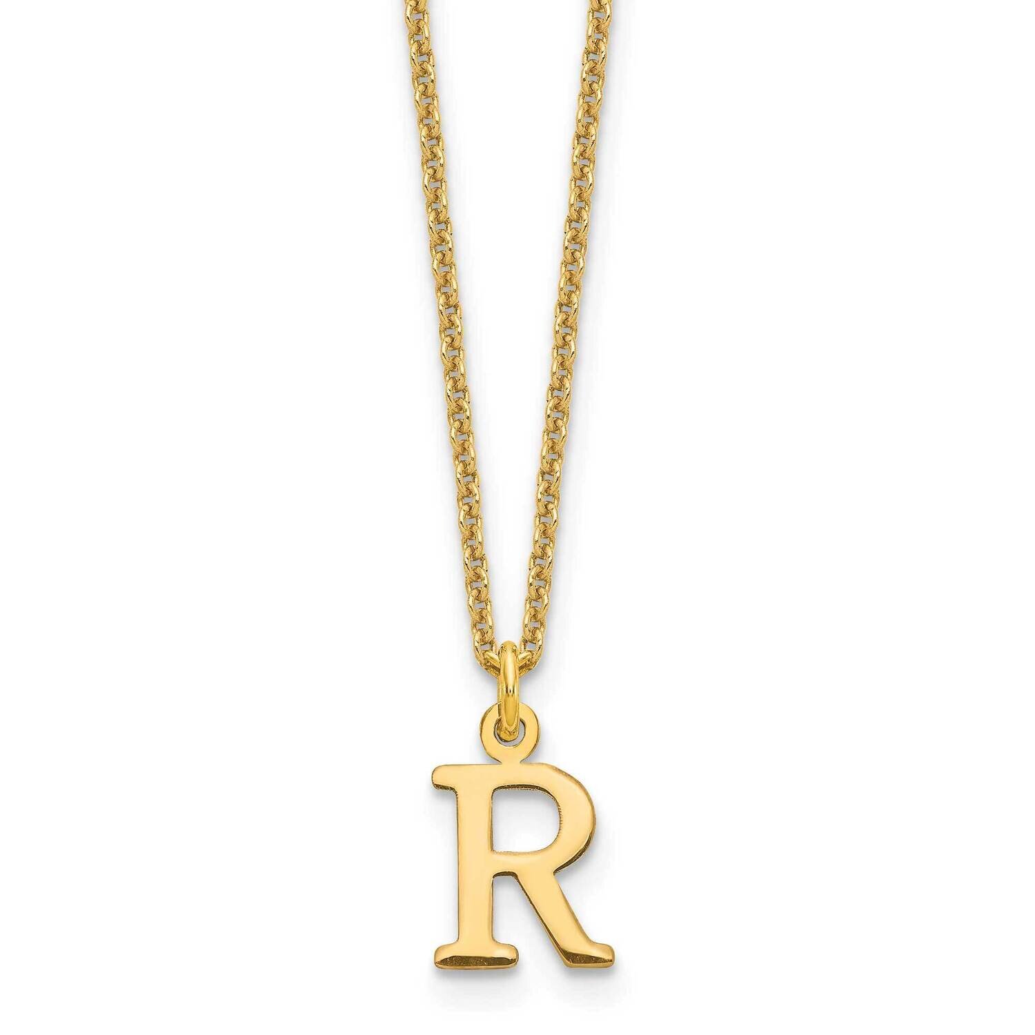 Letter R Initial Pendant with Chain 14k Gold Cutout XNA727Y/R