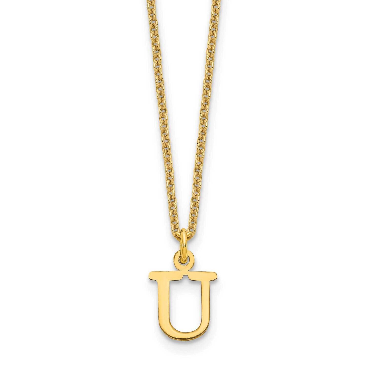 Letter U Initial Pendant with Chain 14k Gold Cutout XNA727Y/U, MPN: XNA727Y/U, 191101672590