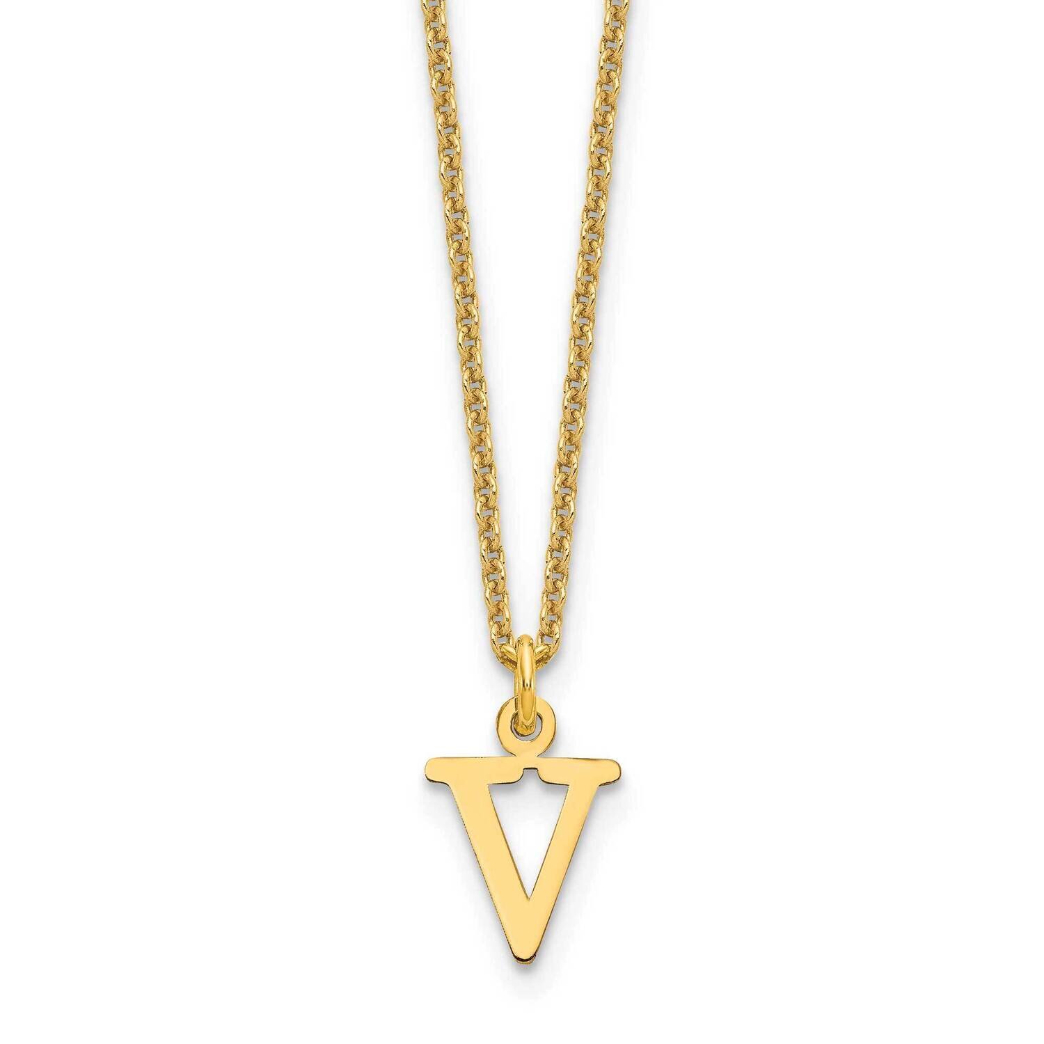 Letter V Initial Pendant with Chain 14k Gold Cutout XNA727Y/V