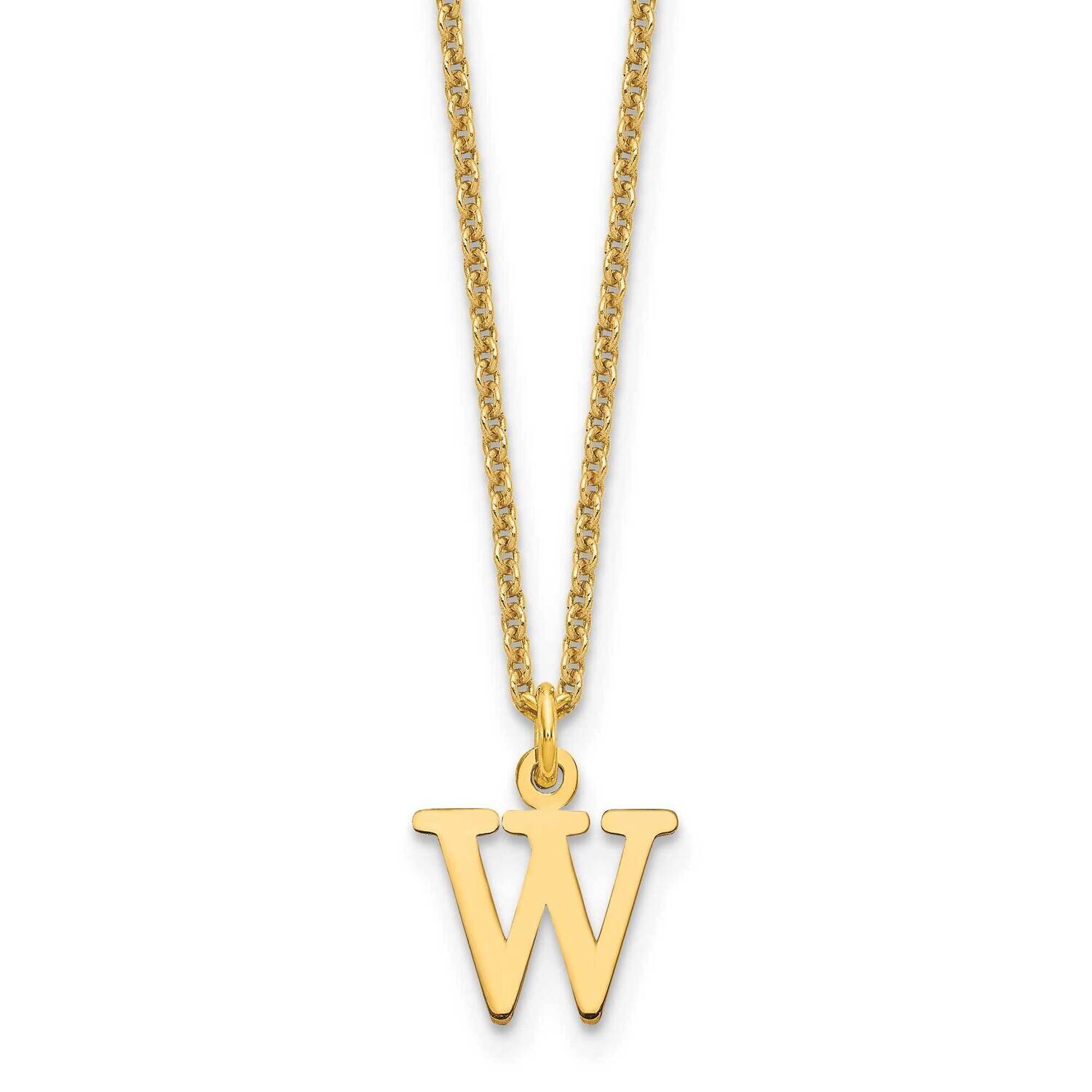 Letter W Initial Pendant with Chain 14k Gold Cutout XNA727Y/W, MPN: XNA727Y/W, 191101672590