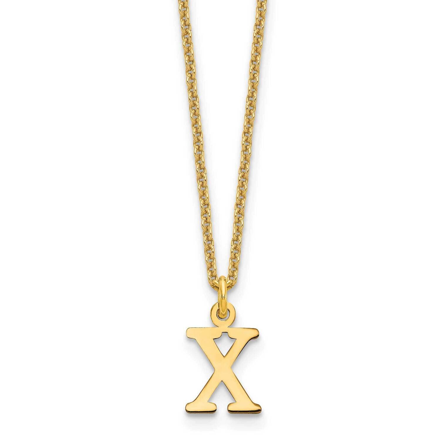 Letter X Initial Pendant with Chain 14k Gold Cutout XNA727Y/X