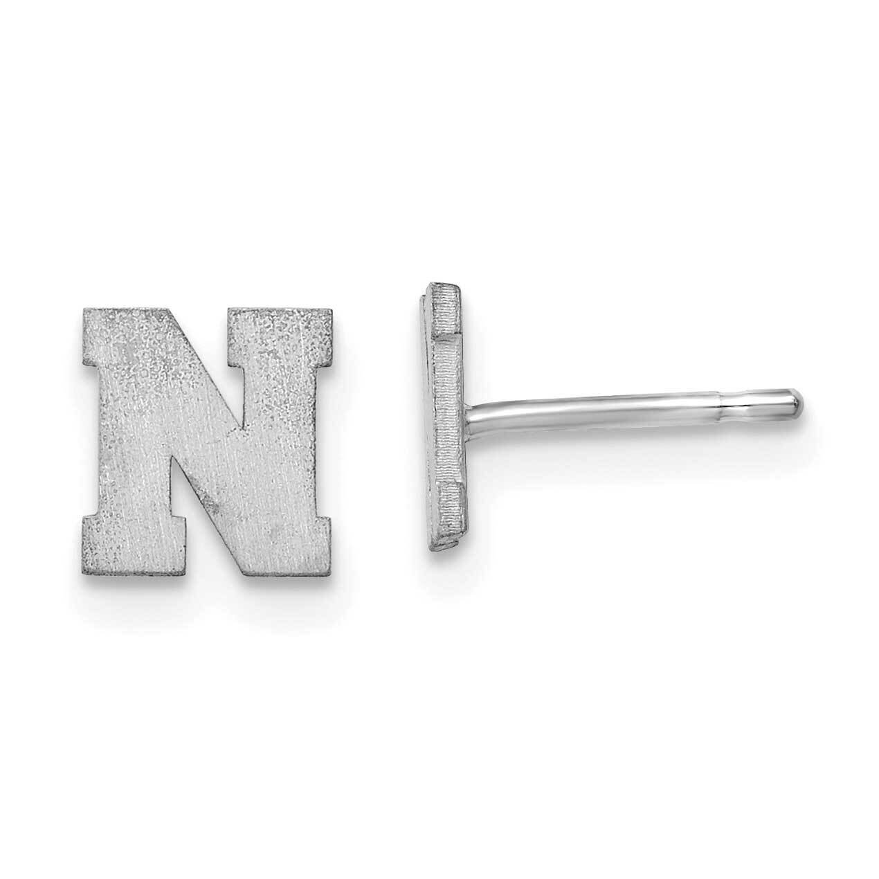Initial Letter N Post Earrings 14k White Gold Laser Brushed XNE45W/N, MPN: XNE45W/N, 883957947891