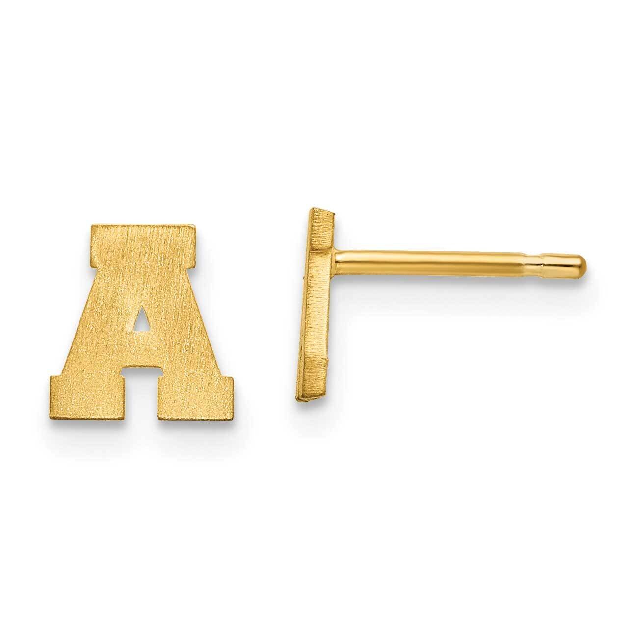 Initial Letter A Post Earrings 14k Gold Laser Brushed XNE45Y/A, MPN: XNE45Y/A, 883957948270
