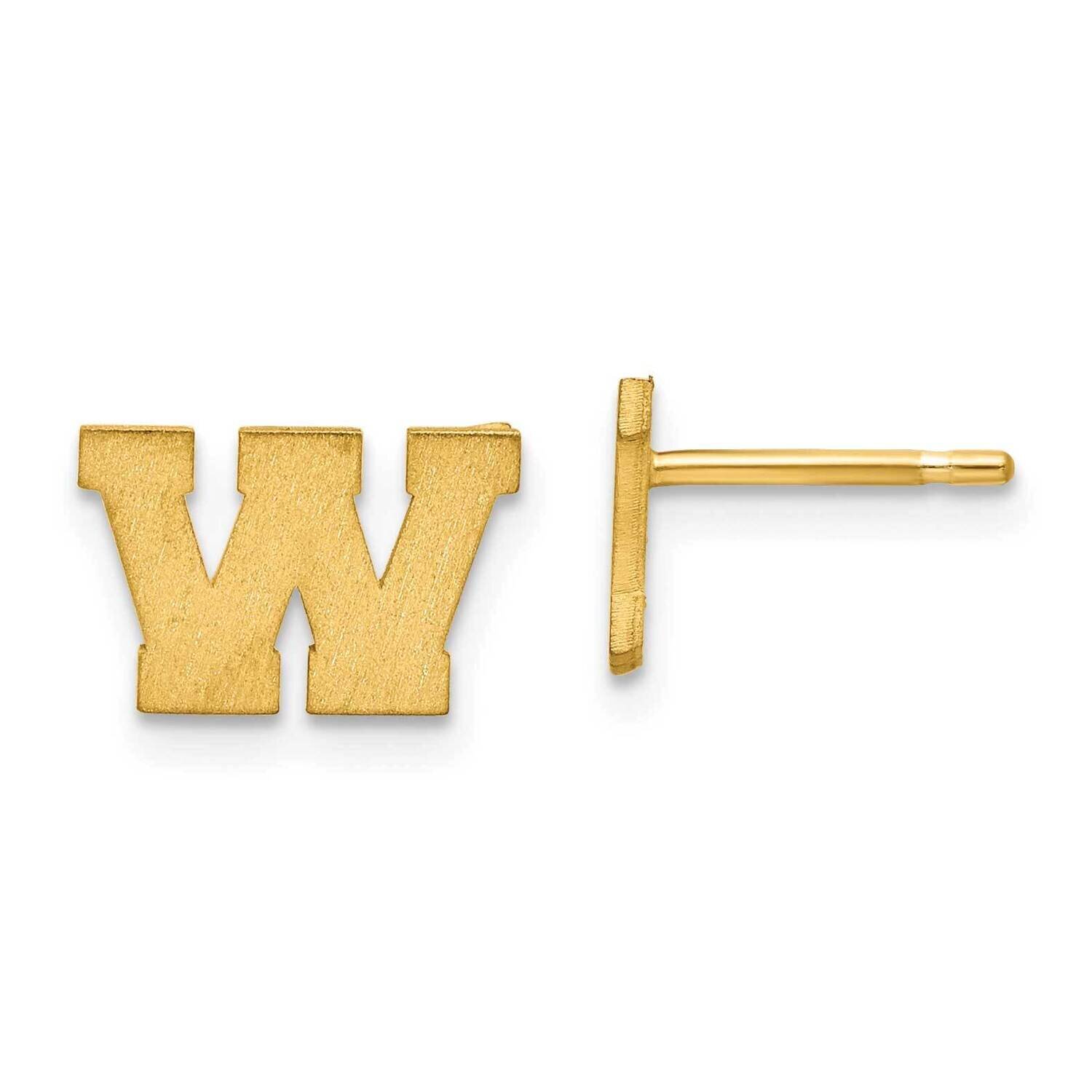 Initial Letter W Post Earrings 14k Gold Laser Brushed XNE45Y/W, MPN: XNE45Y/W, 883957949079