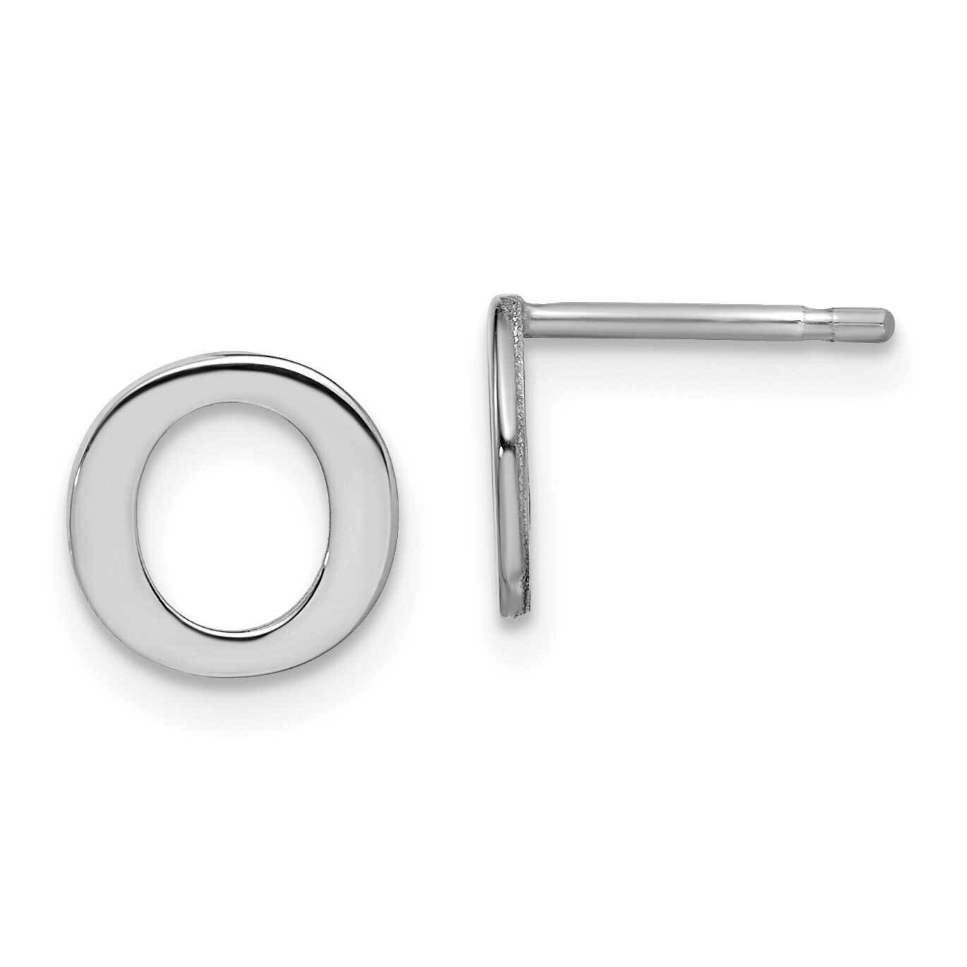 Initial Letter O Post Earrings 14k White Gold Laser Polished XNE46W/O