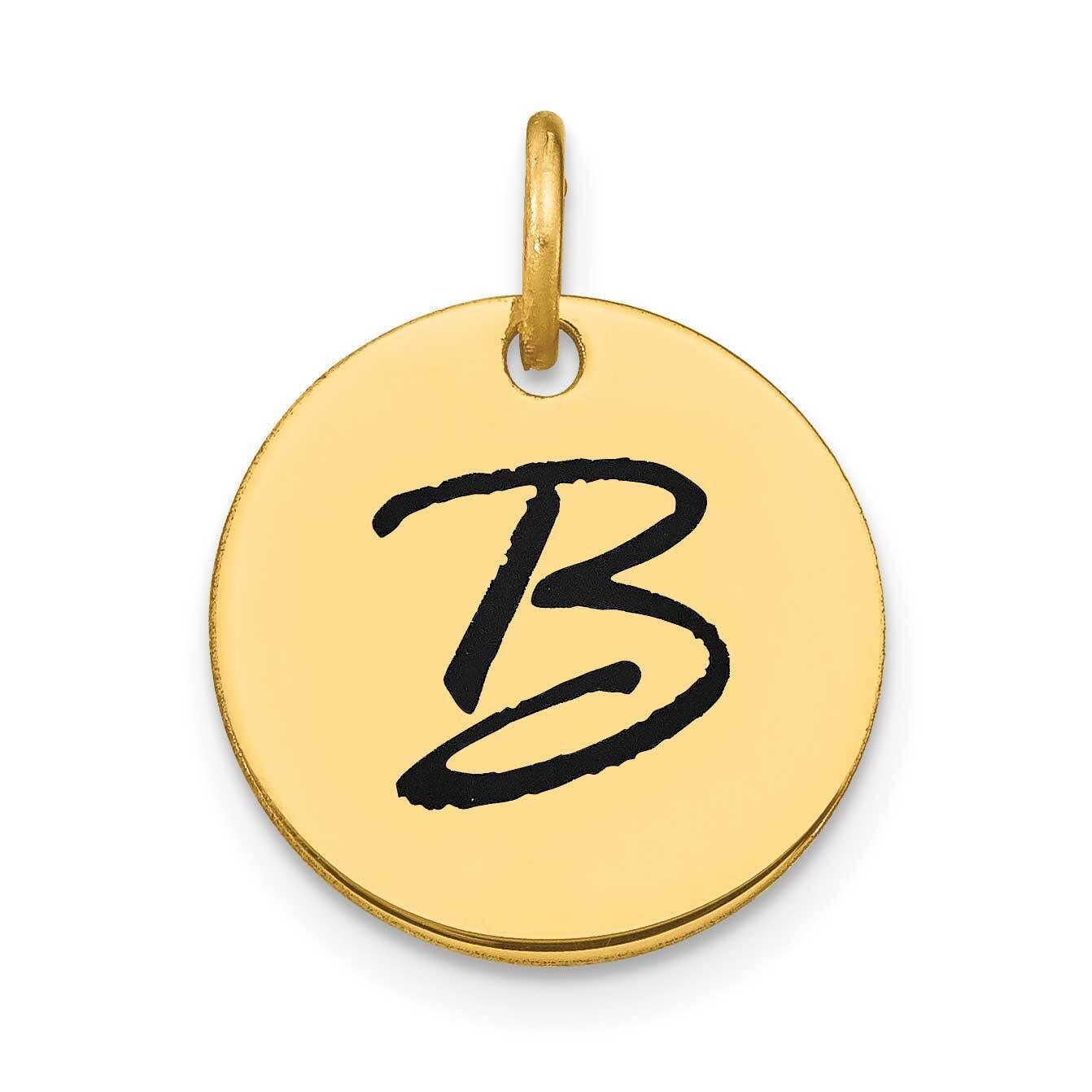 Letter B Black Epoxy Initial Disk Charm 14k Gold Polished YC1436B, MPN: YC1436B, 196904090138