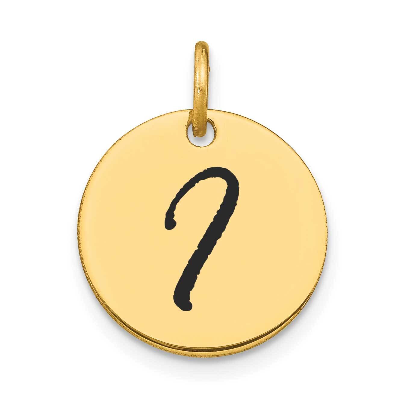 Letter I Black Epoxy Initial Disk Charm 14k Gold Polished YC1436I, MPN: YC1436I, 196904086025