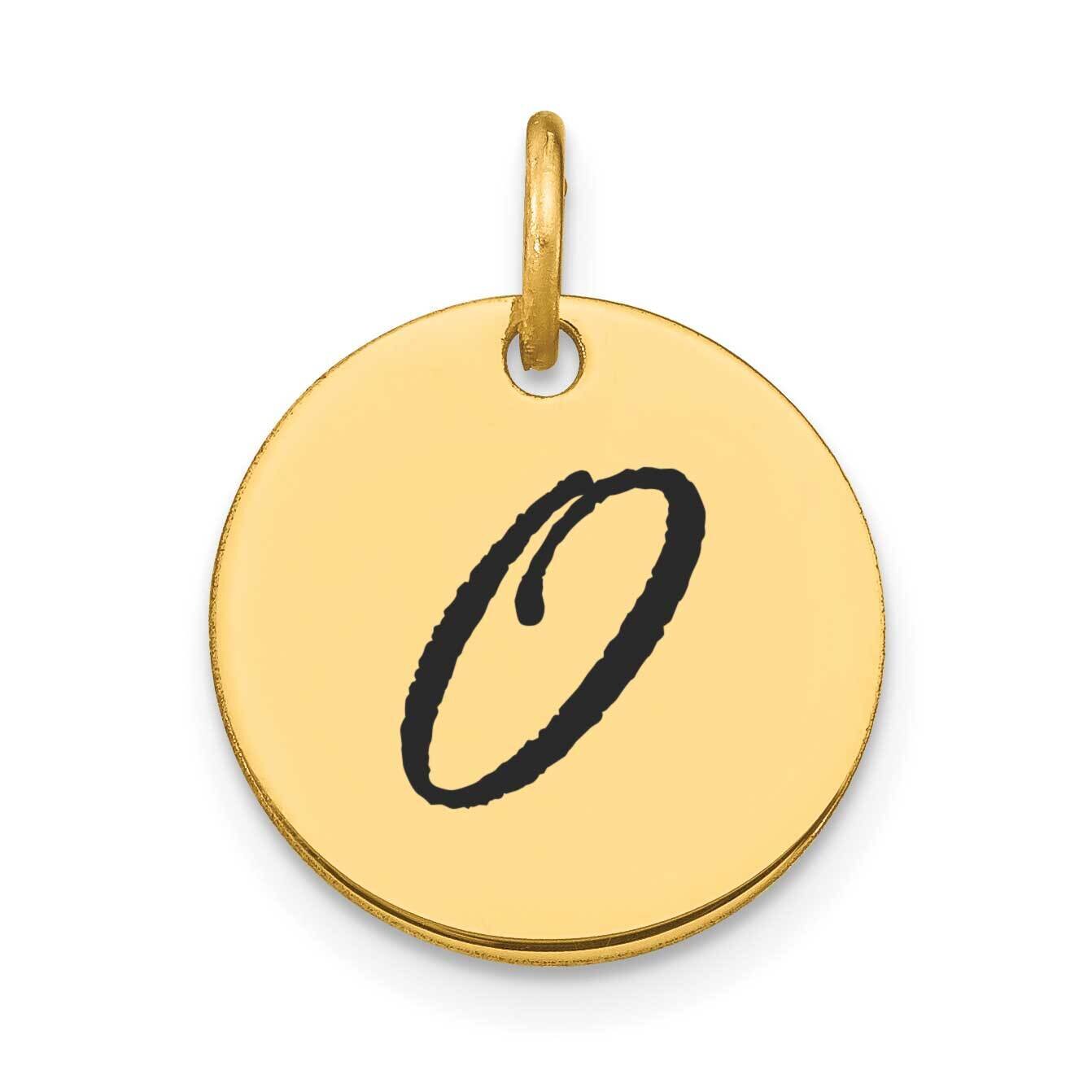 Letter O Black Epoxy Initial Disk Charm 14k Gold Polished YC1436O, MPN: YC1436O, 196904086018