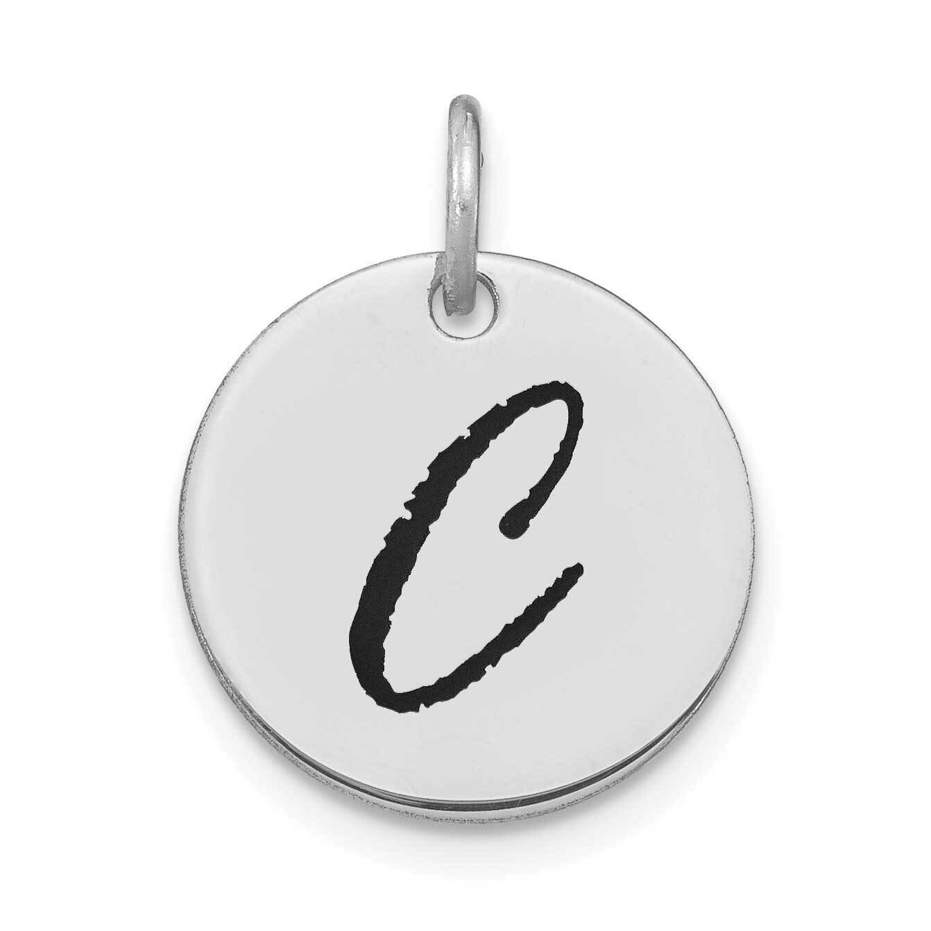 Letter C Black Epoxy Initial Disk Charm 14k White Gold Polished YC1436WC, MPN: YC1436WC, 1969040860…