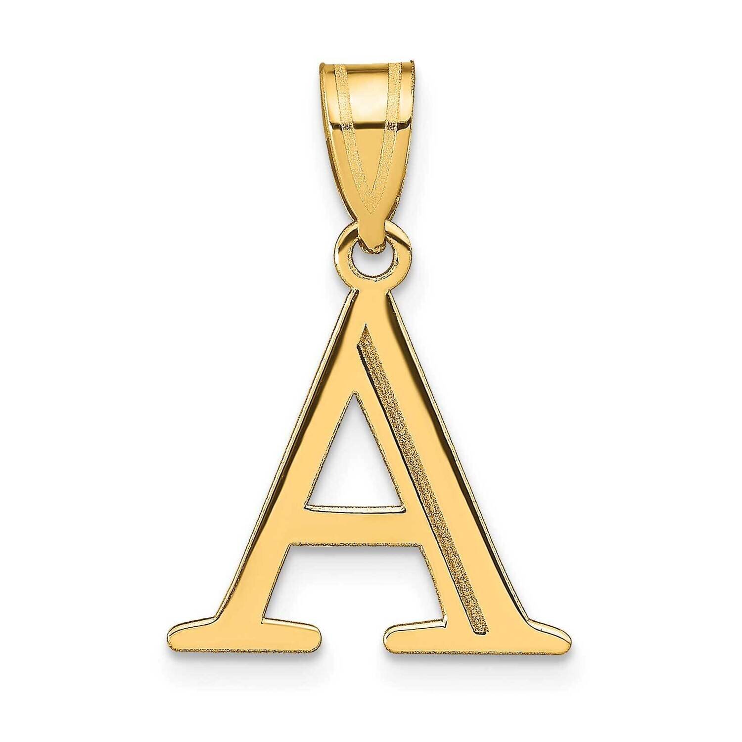 Letter A Initial Pendant 14k Gold Polished Etched YC1437A