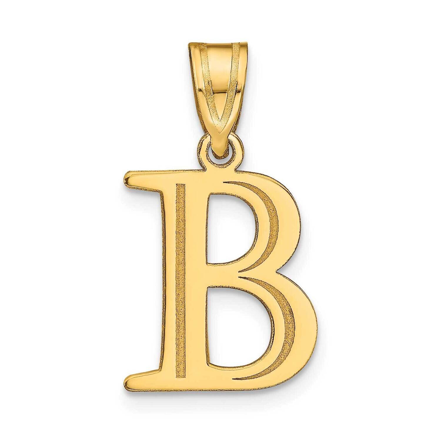 Letter B Initial Pendant 14k Gold Polished Etched YC1437B
