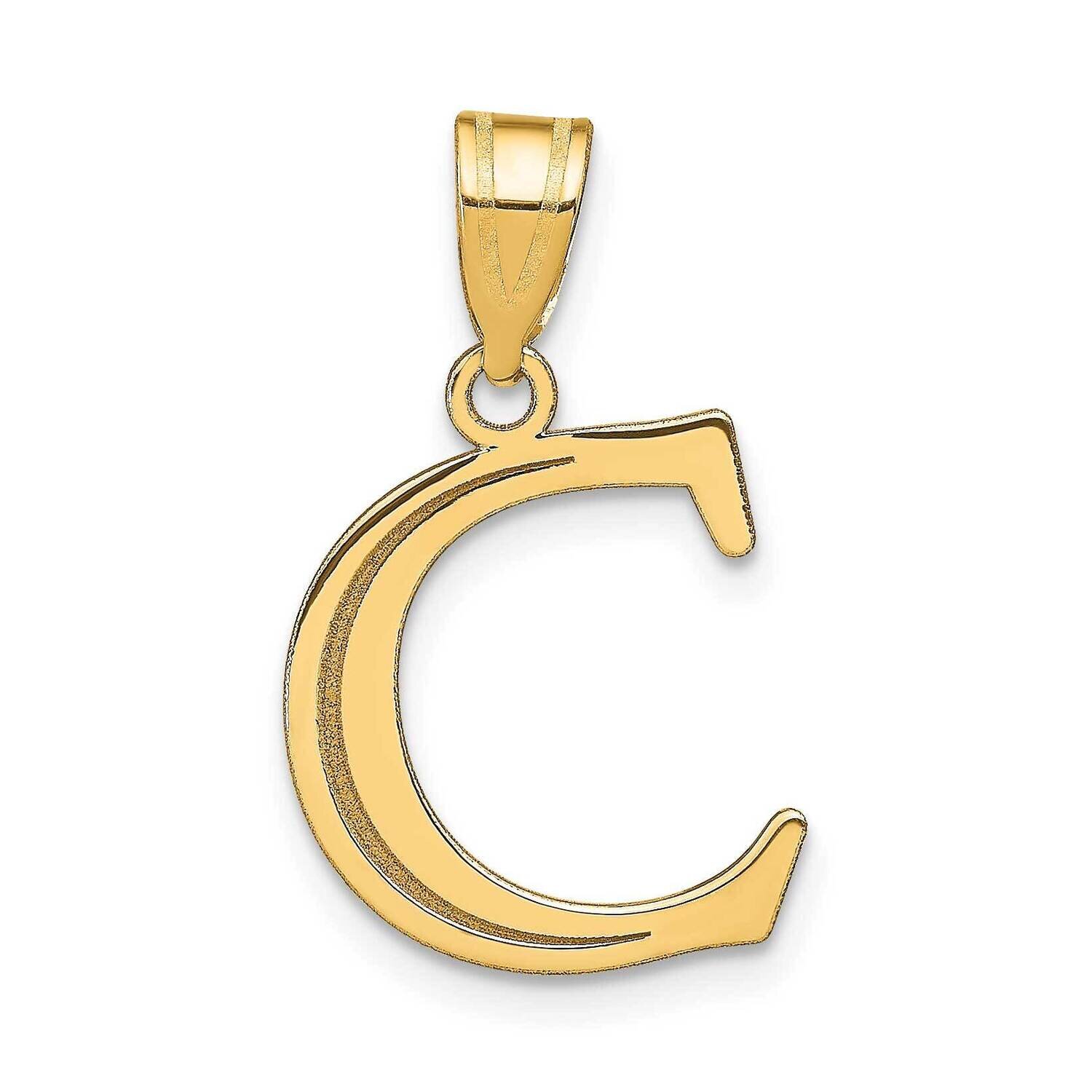 Letter C Initial Pendant 14k Gold Polished Etched YC1437C, MPN: YC1437C, 196904088067