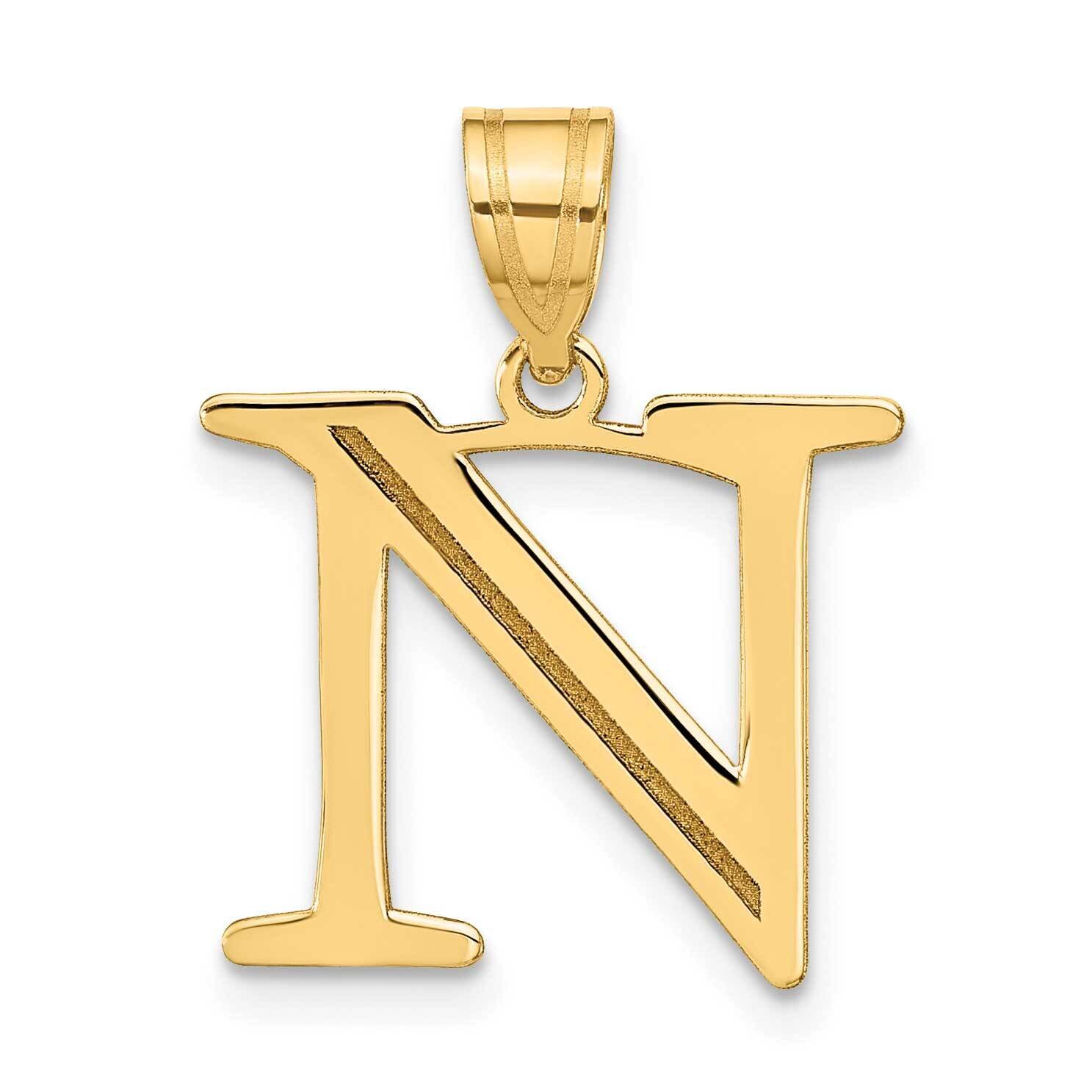 Letter N Initial Pendant 14k Gold Polished Etched YC1437N