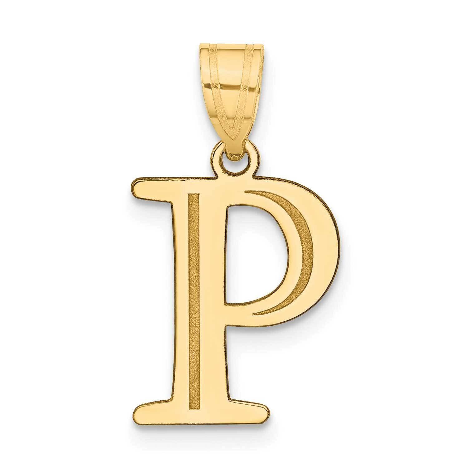 Letter P Initial Pendant 14k Gold Polished Etched YC1437P