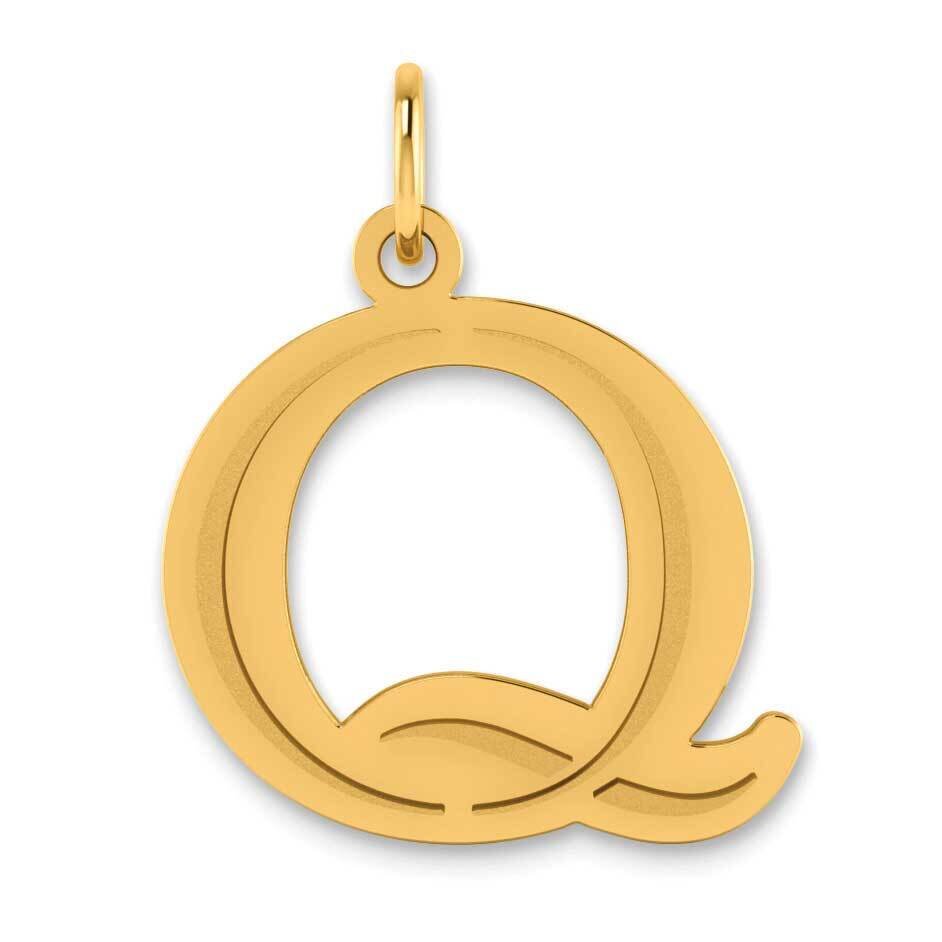 Letter Q Initial Pendant 14k Gold Polished Etched YC1437Q