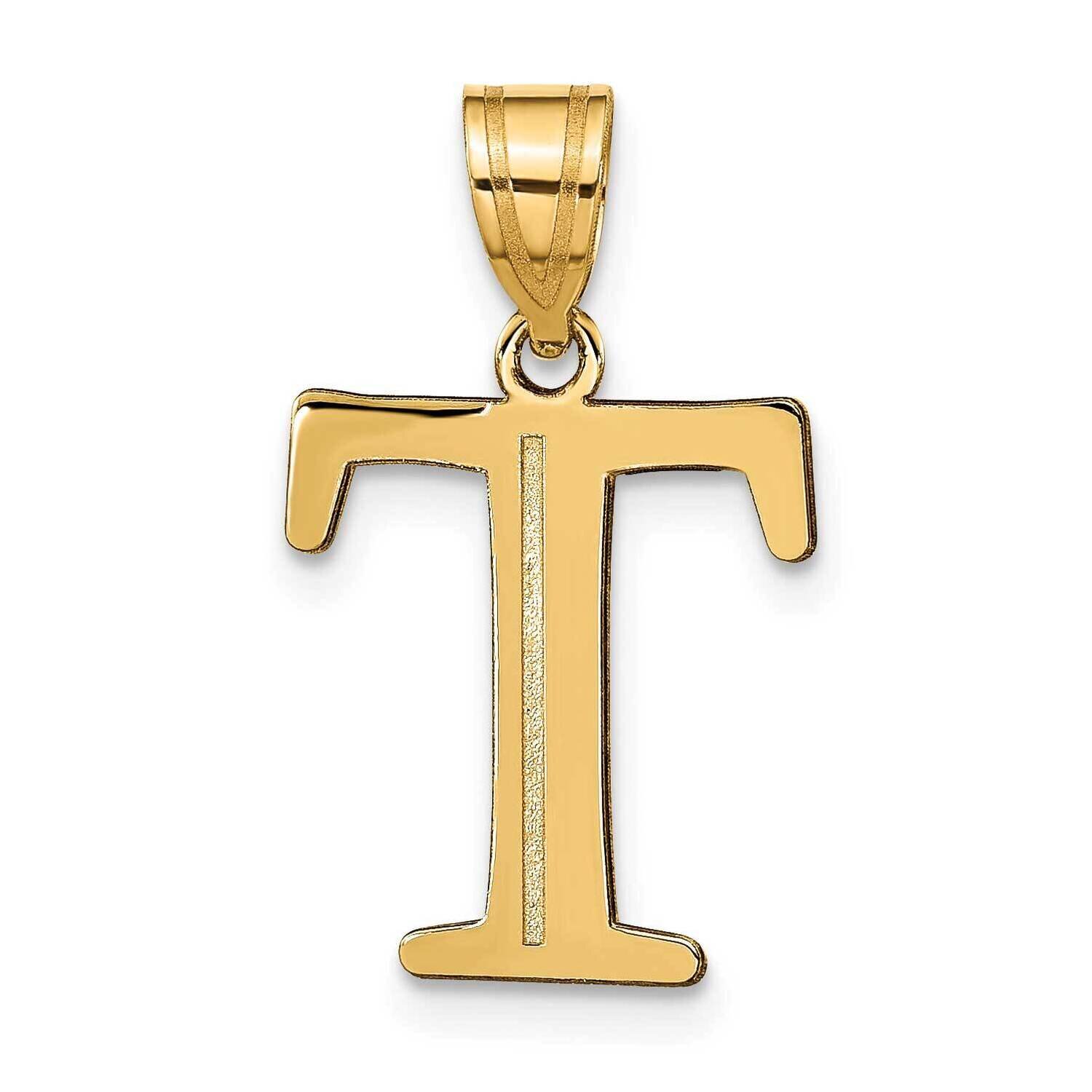 Letter T Initial Pendant 14k Gold Polished Etched YC1437T, MPN: YC1437T, 196904084748