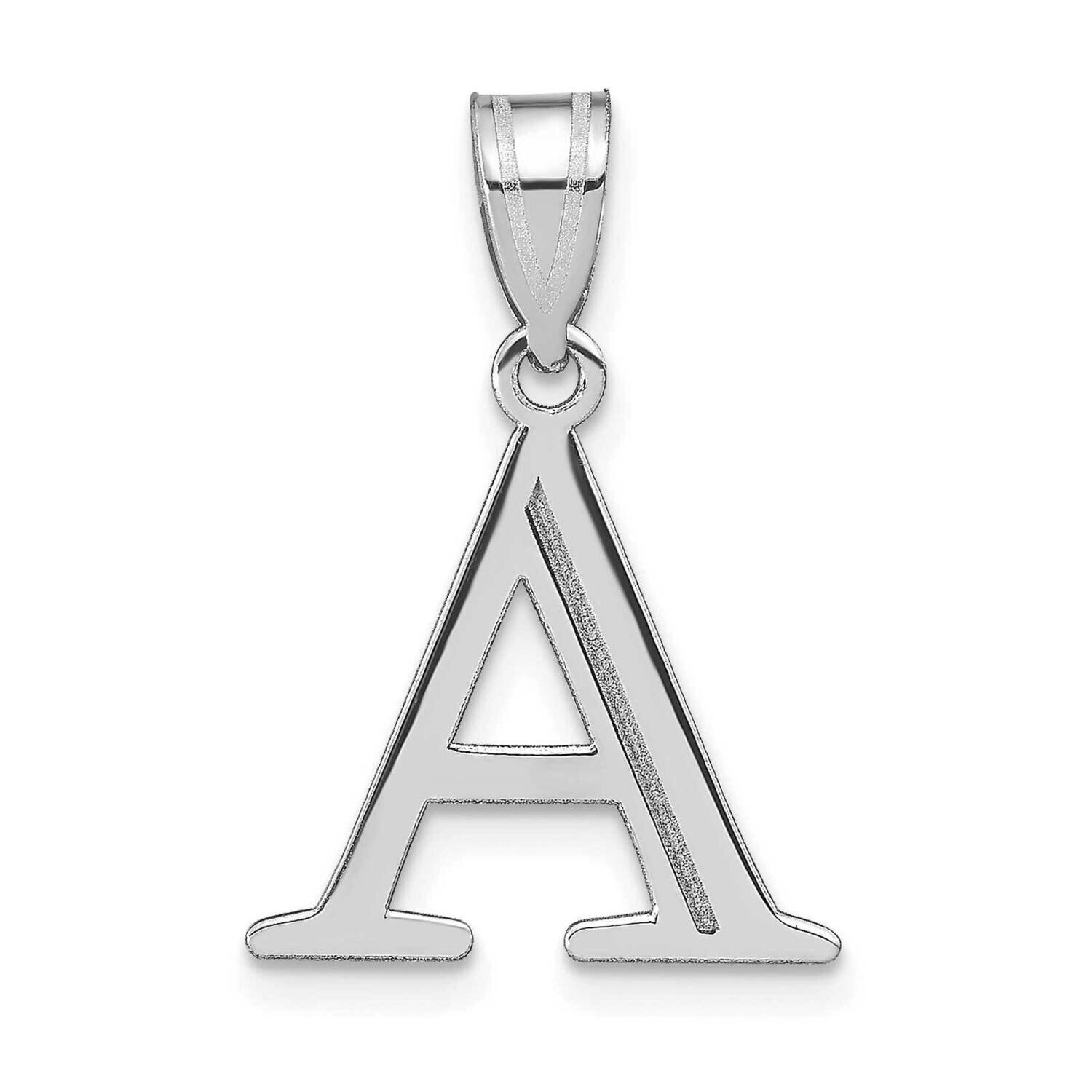 Etched Letter A Initial Pendant 14k White Gold Polished YC1437WA