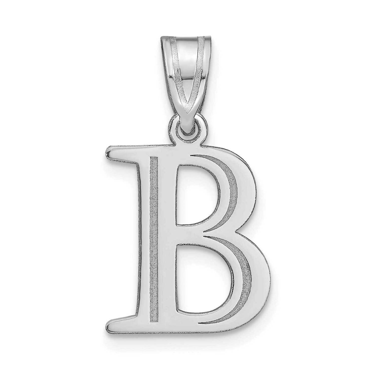 Etched Letter B Initial Pendant 14k White Gold Polished YC1437WB, MPN: YC1437WB, 196904088043