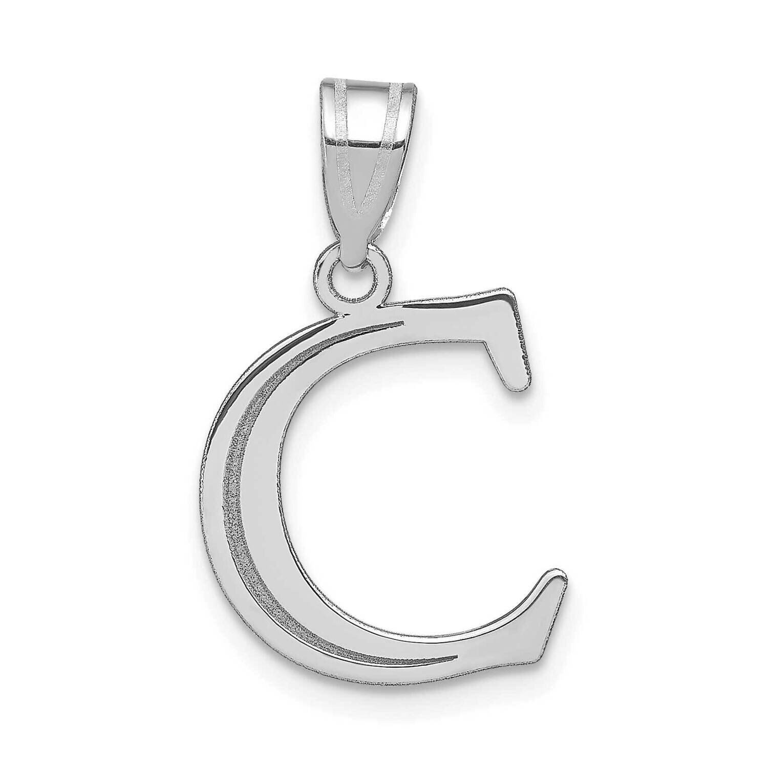 Etched Letter C Initial Pendant 14k White Gold Polished YC1437WC