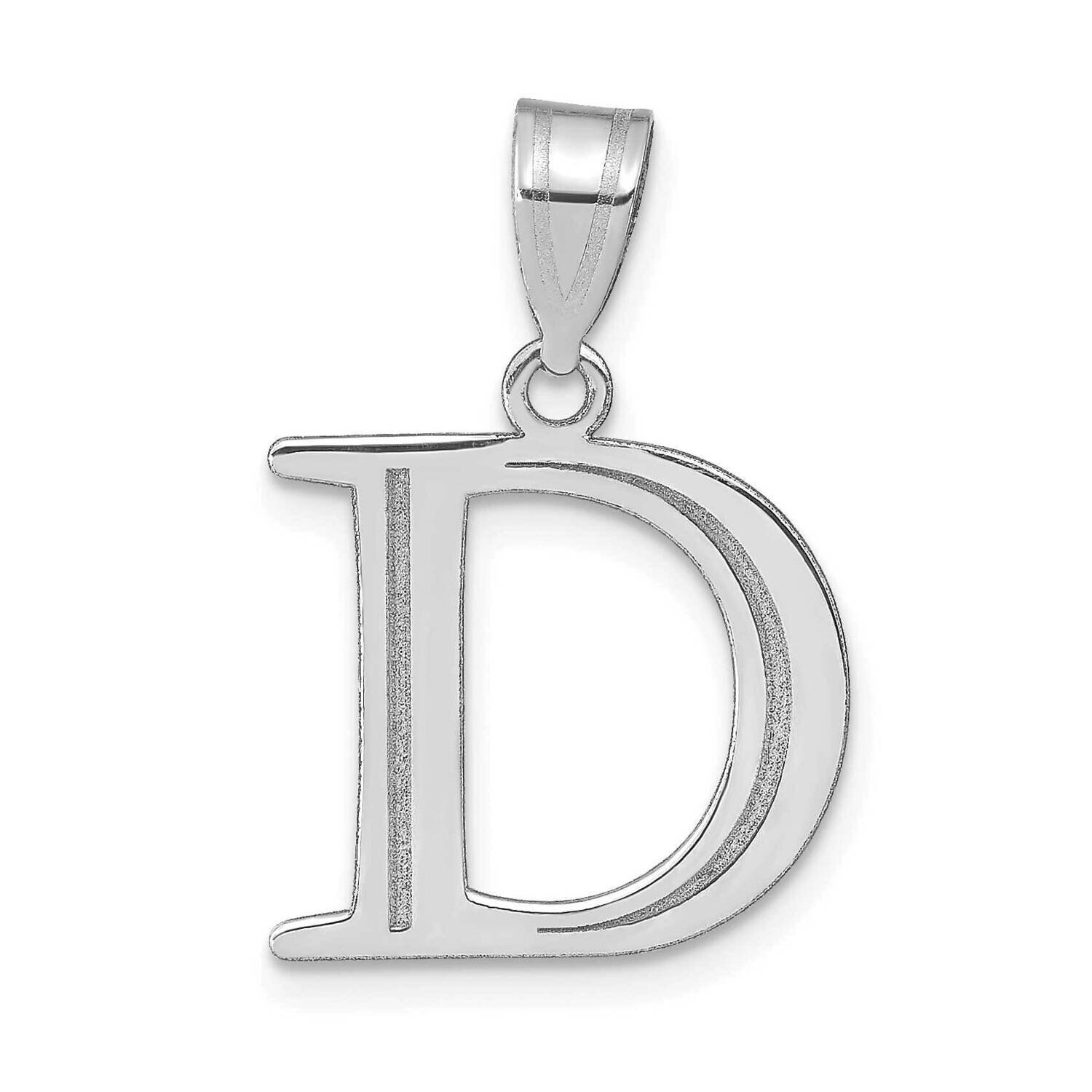 Etched Letter D Initial Pendant 14k White Gold Polished YC1437WD