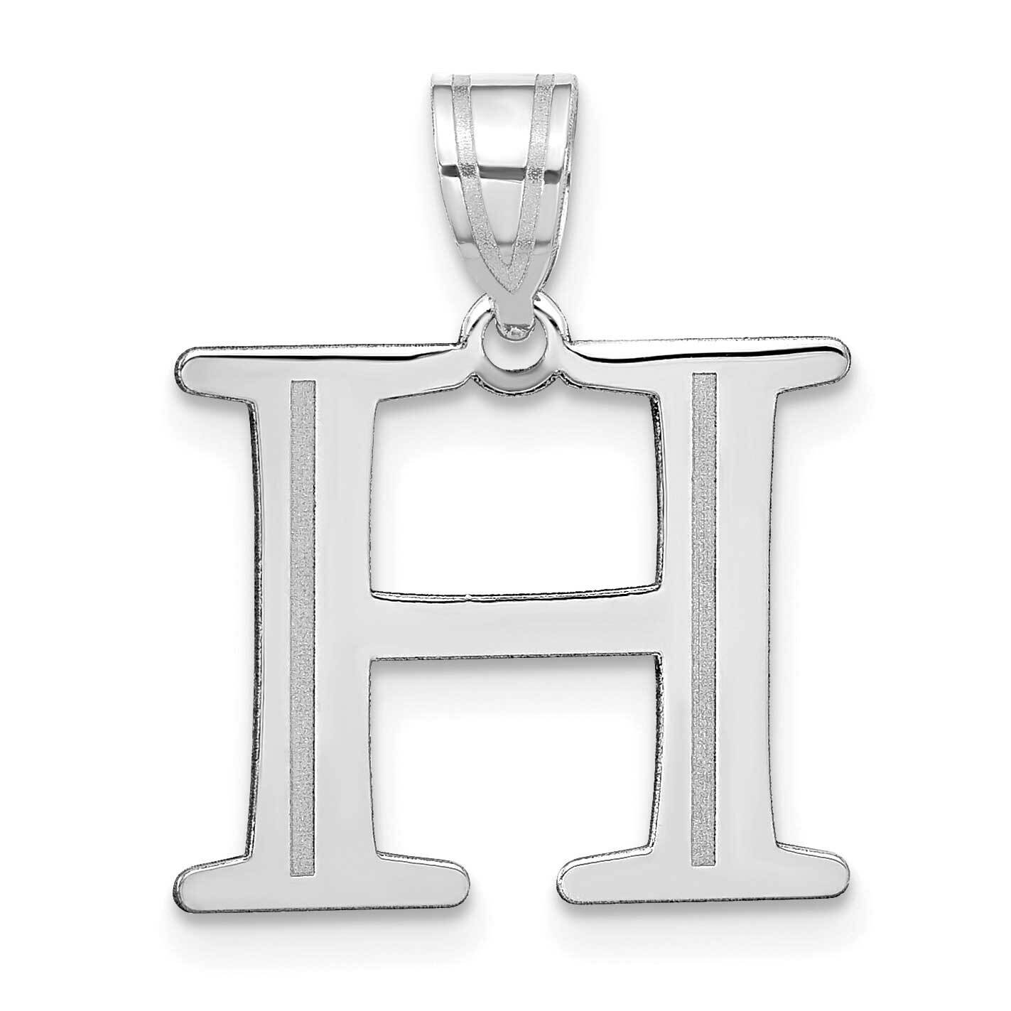Etched Letter H Initial Pendant 14k White Gold Polished YC1437WH