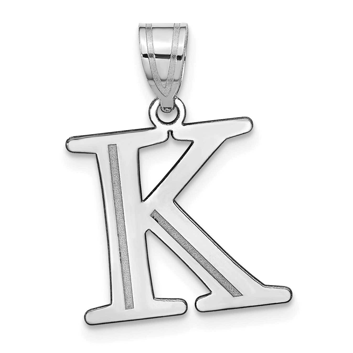 Etched Letter K Initial Pendant 14k White Gold Polished YC1437WK