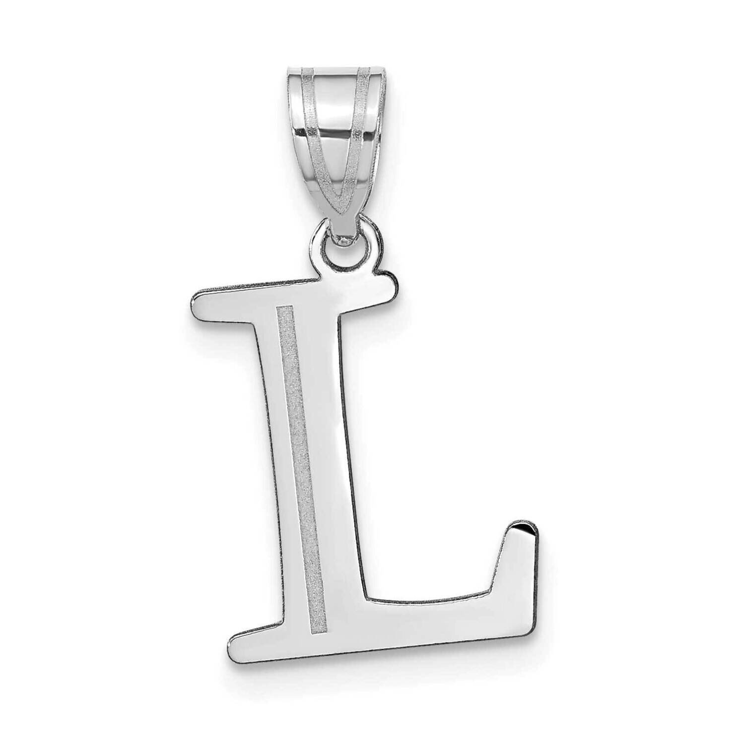 Etched Letter L Initial Pendant 14k White Gold Polished YC1437WL