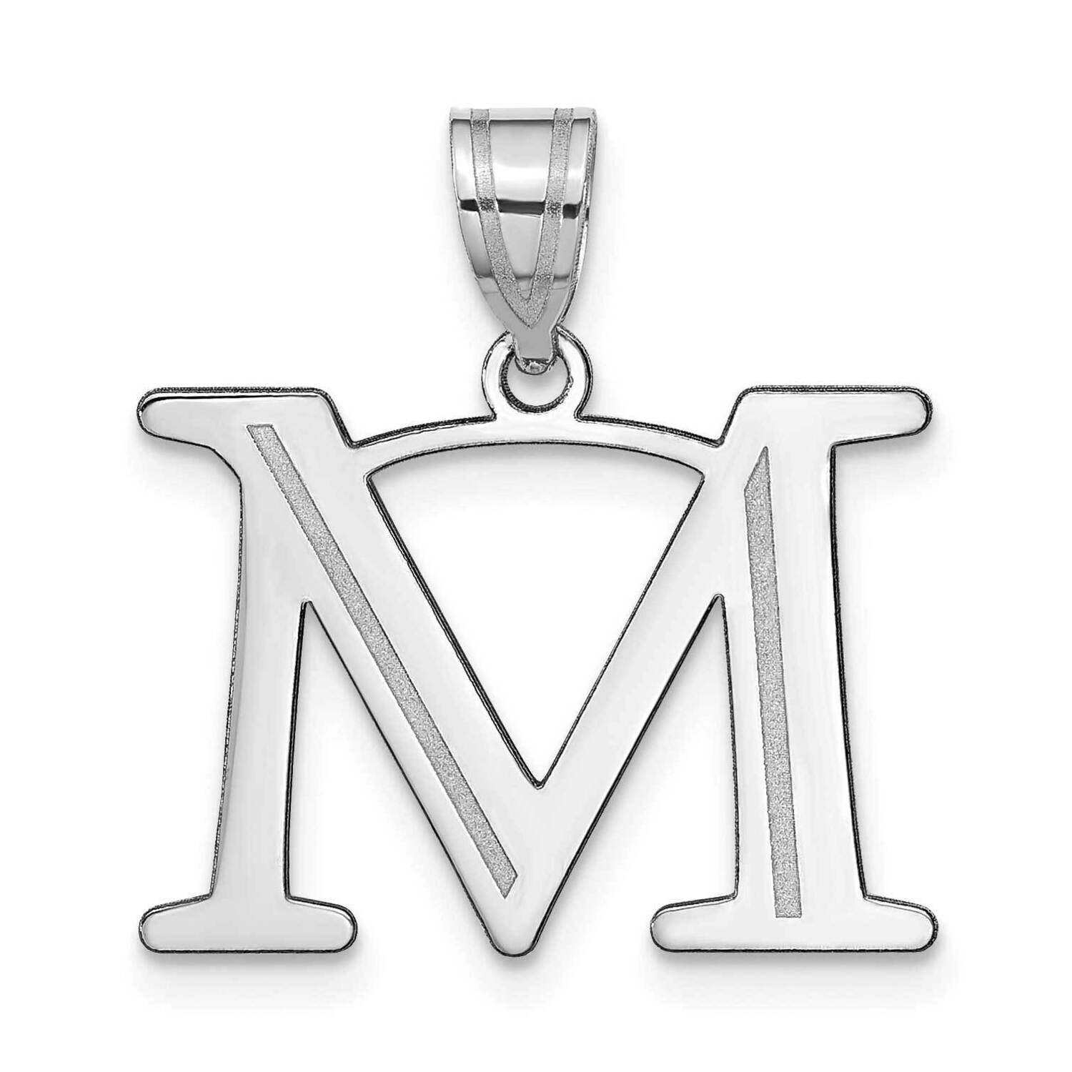 Etched Letter M Initial Pendant 14k White Gold Polished YC1437WM, MPN: YC1437WM, 196904083888