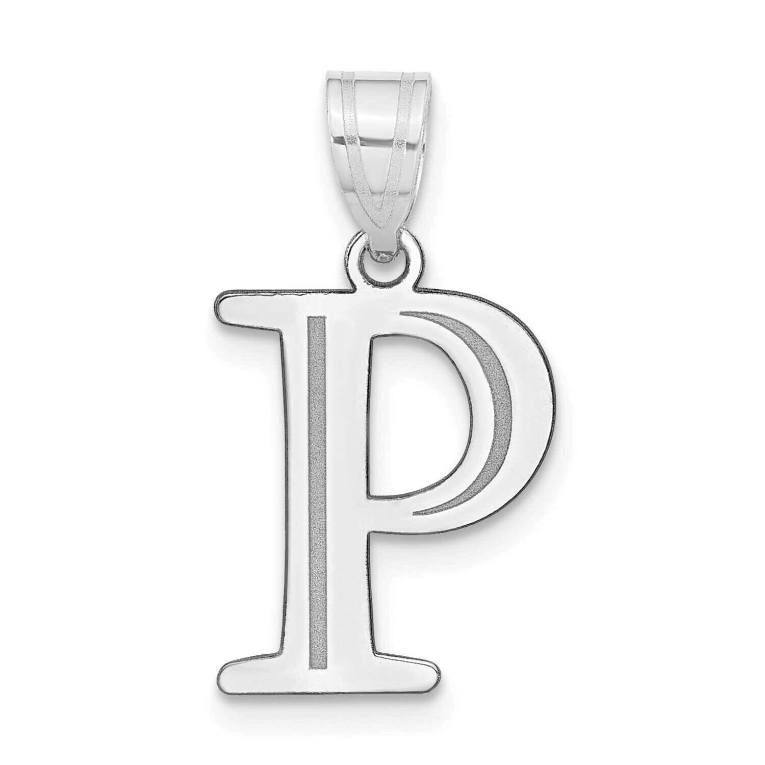Etched Letter P Initial Pendant 14k White Gold Polished YC1437WP, MPN: YC1437WP, 196904085790