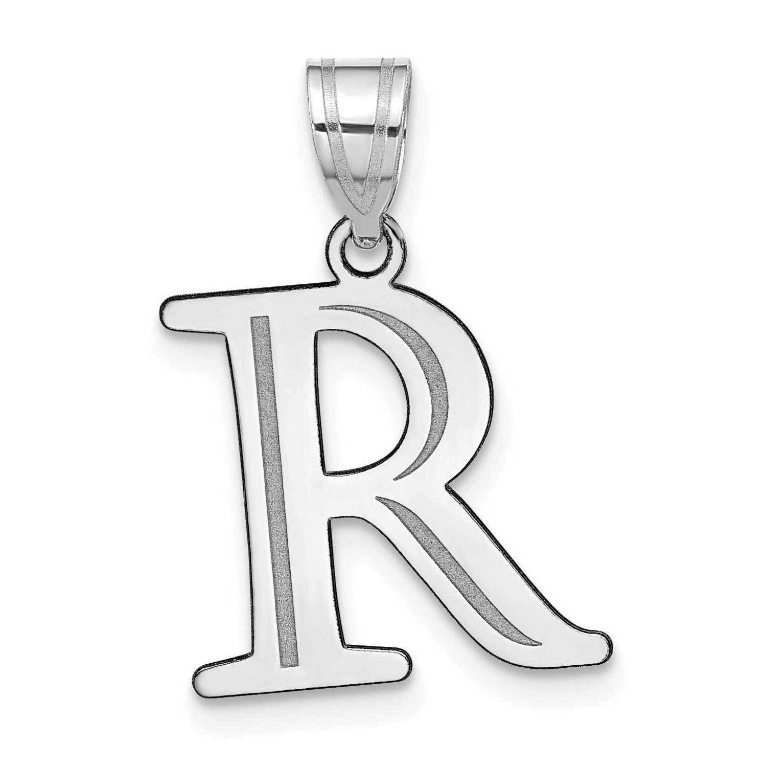 Etched Letter R Initial Pendant 14k White Gold Polished YC1437WR, MPN: YC1437WR, 196904086742