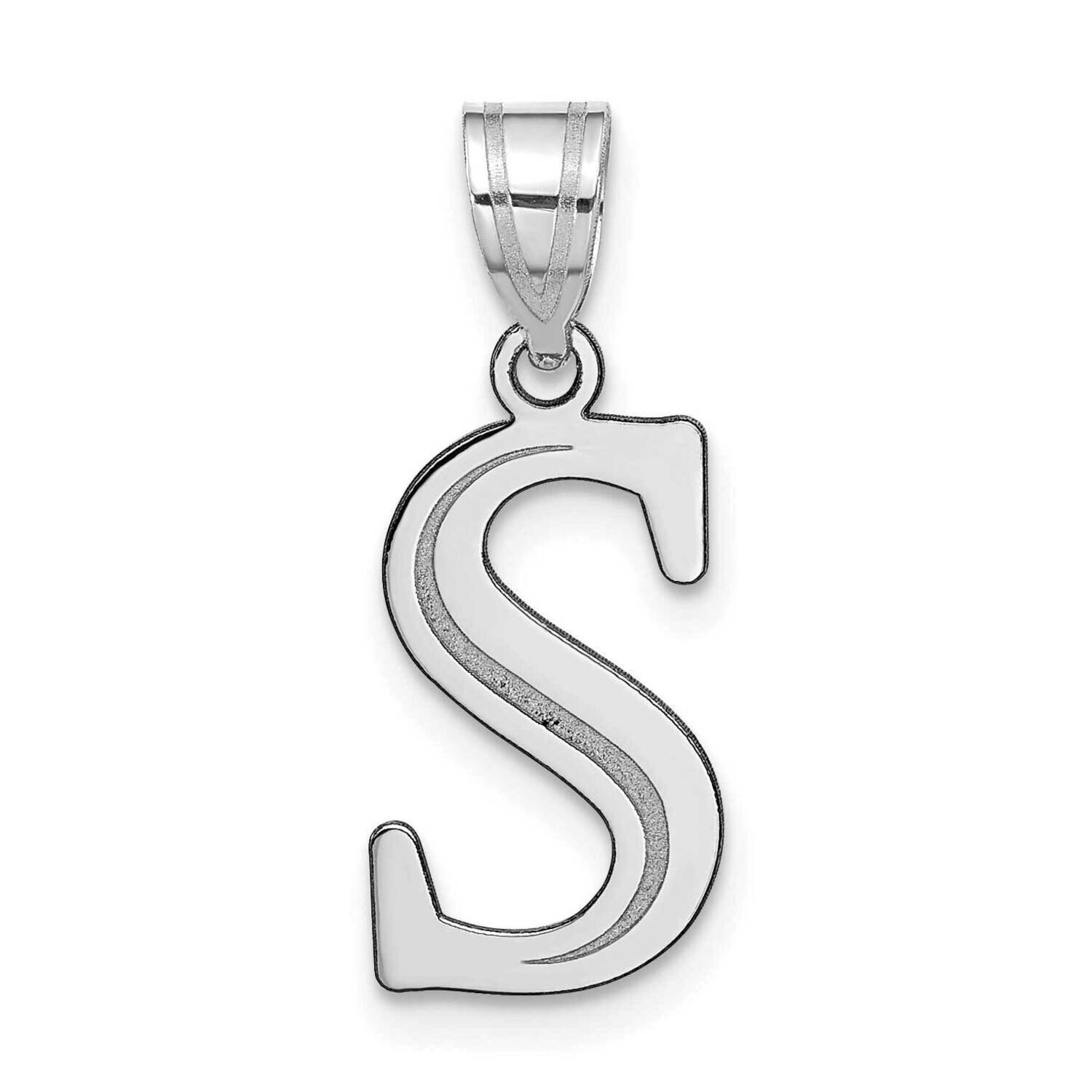 Etched Letter S Initial Pendant 14k White Gold Polished YC1437WS, MPN: YC1437WS, 196904085783