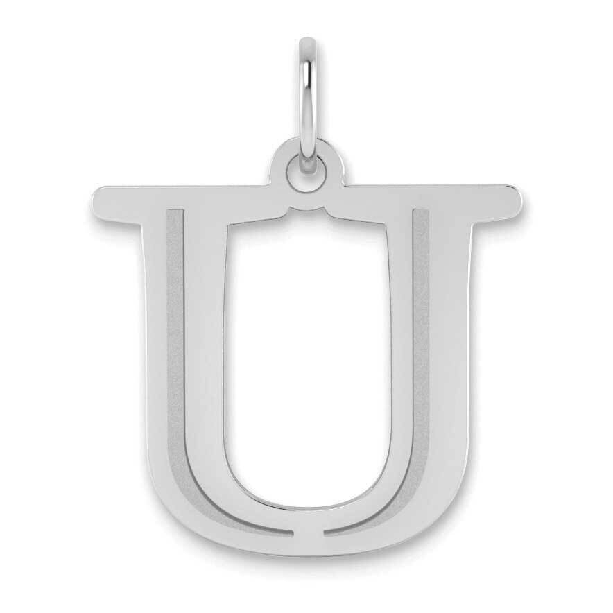 Etched Letter U Initial Pendant 14k White Gold Polished YC1437WU, MPN: YC1437WU, 196904077504