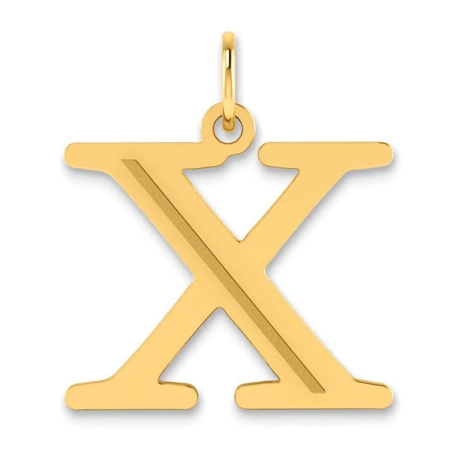 Letter X Initial Pendant 14k Gold Polished Etched YC1437X