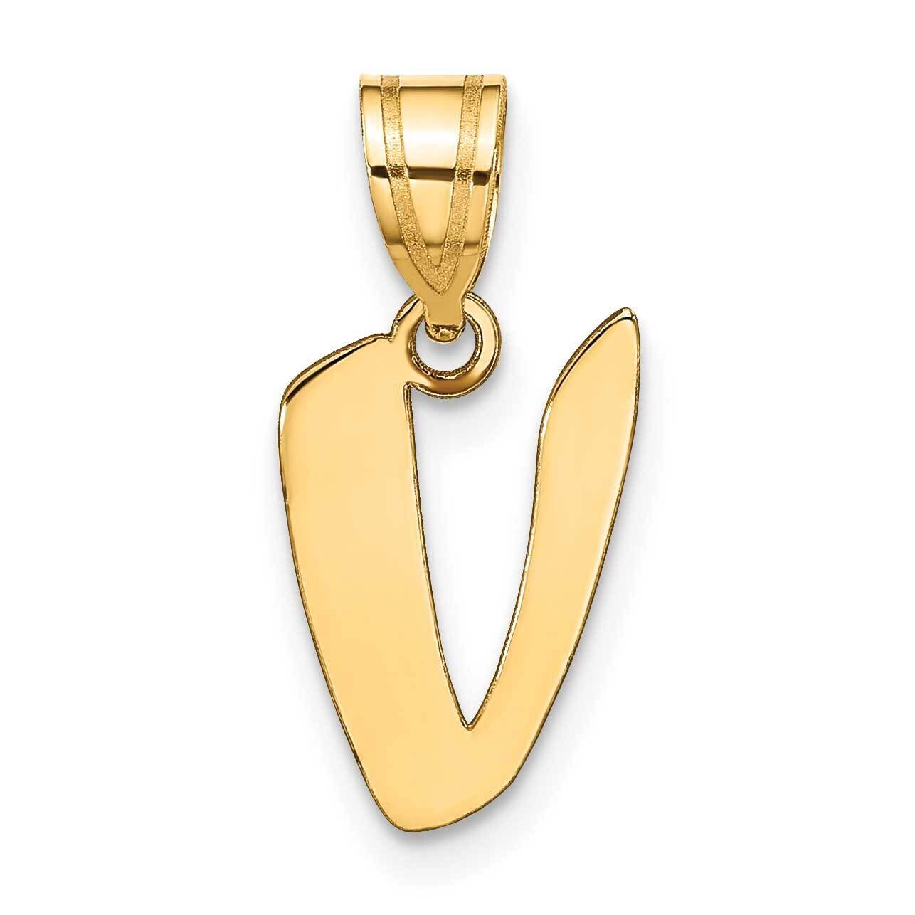 Script Letter V Initial Pendant 14k Gold Polished YC1438V, MPN: YC1438V, 196904084649