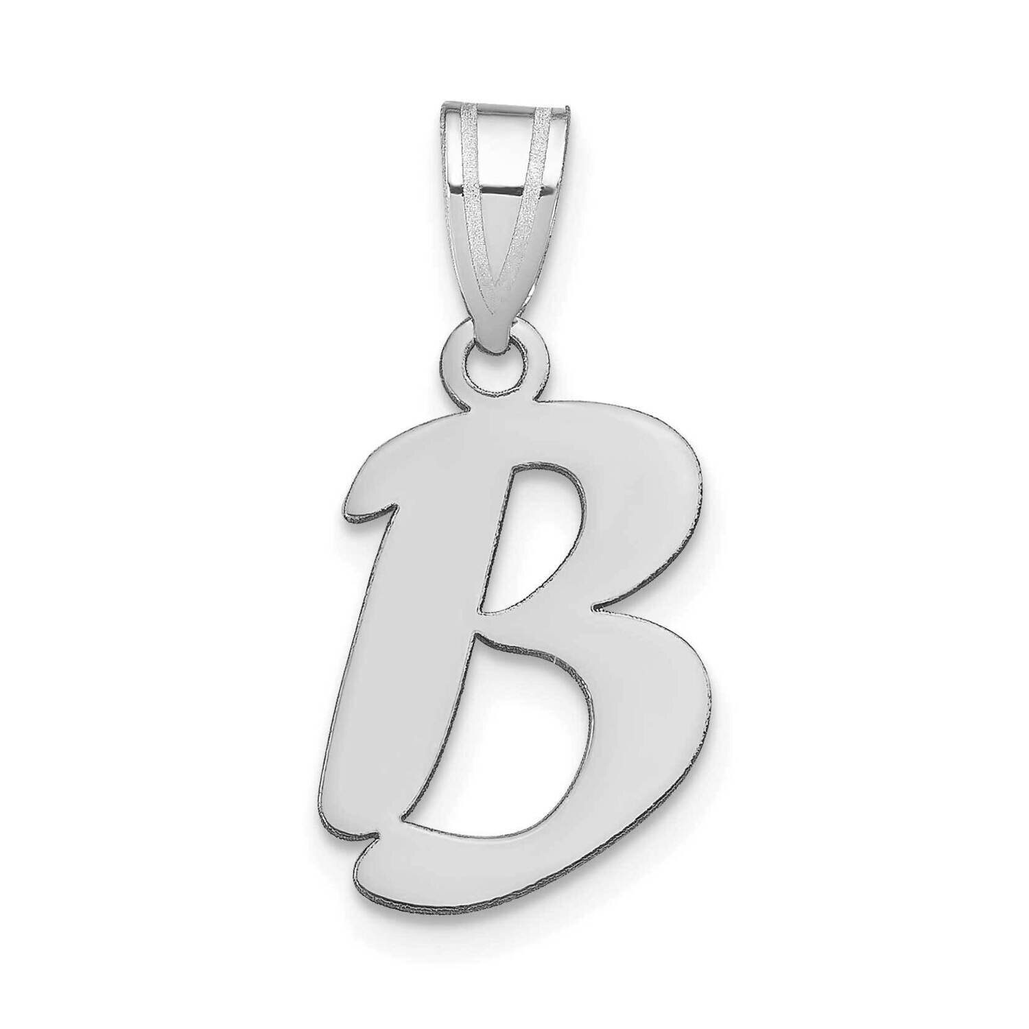 Script Letter B Initial Pendant 14k White Gold Polished YC1438WB, MPN: YC1438WB, 196904085707