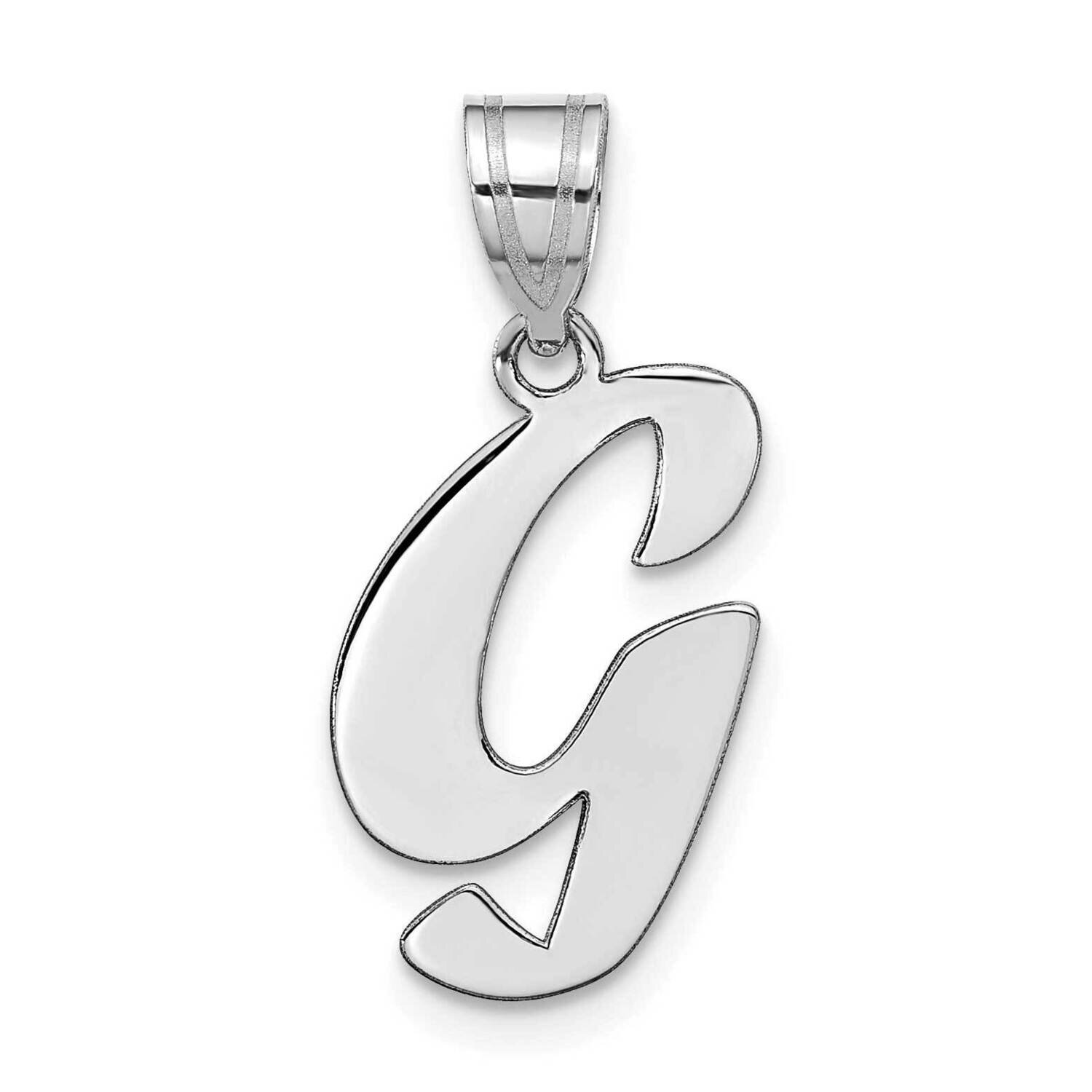 Script Letter G Initial Pendant 14k White Gold Polished YC1438WG, MPN: YC1438WG, 196904087459