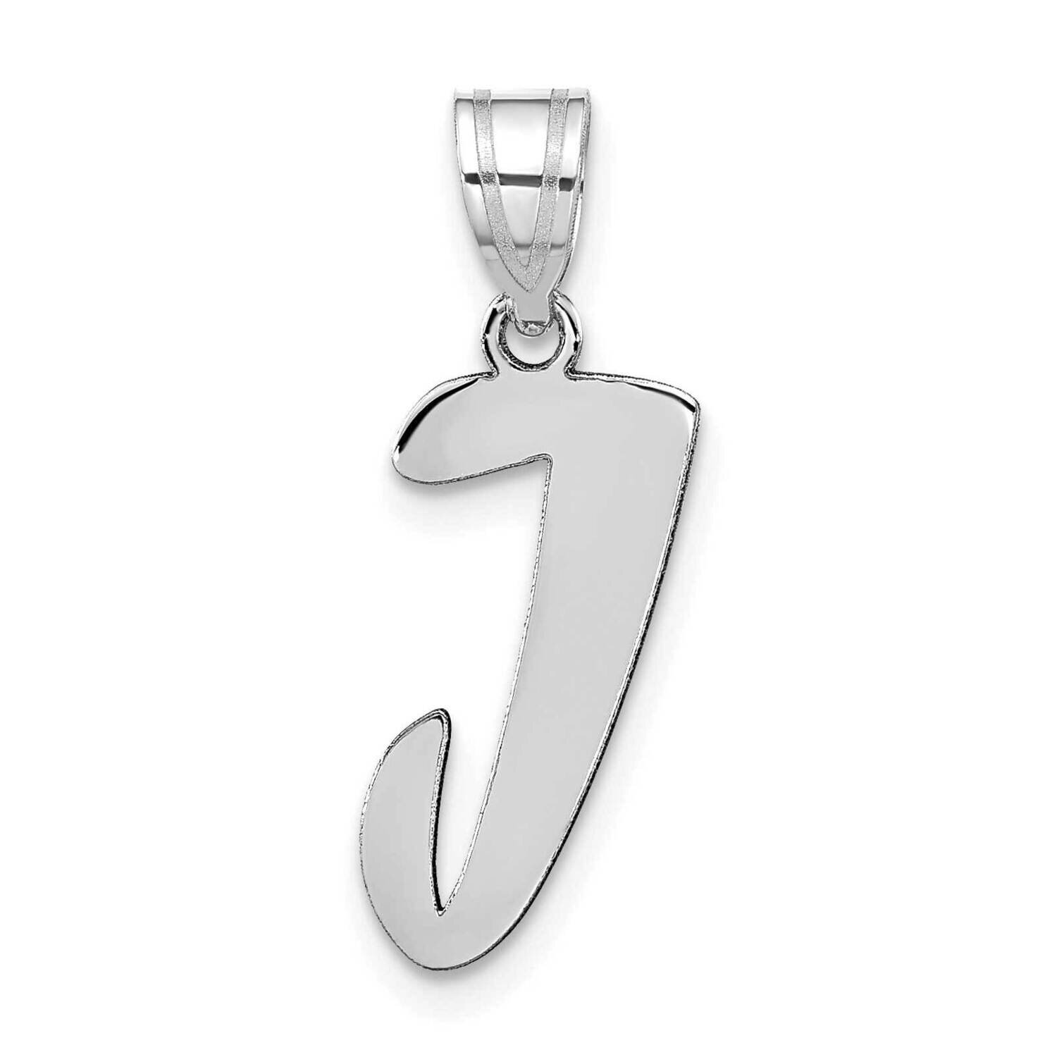 Script Letter J Initial Pendant 14k White Gold Polished YC1438WJ, MPN: YC1438WJ, 196904084625