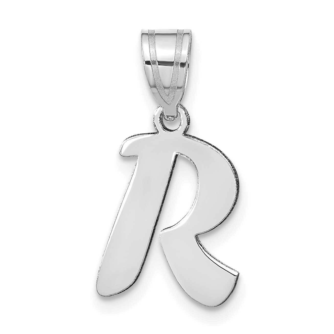 Script Letter R Initial Pendant 14k White Gold Polished YC1438WR, MPN: YC1438WR, 196904085677