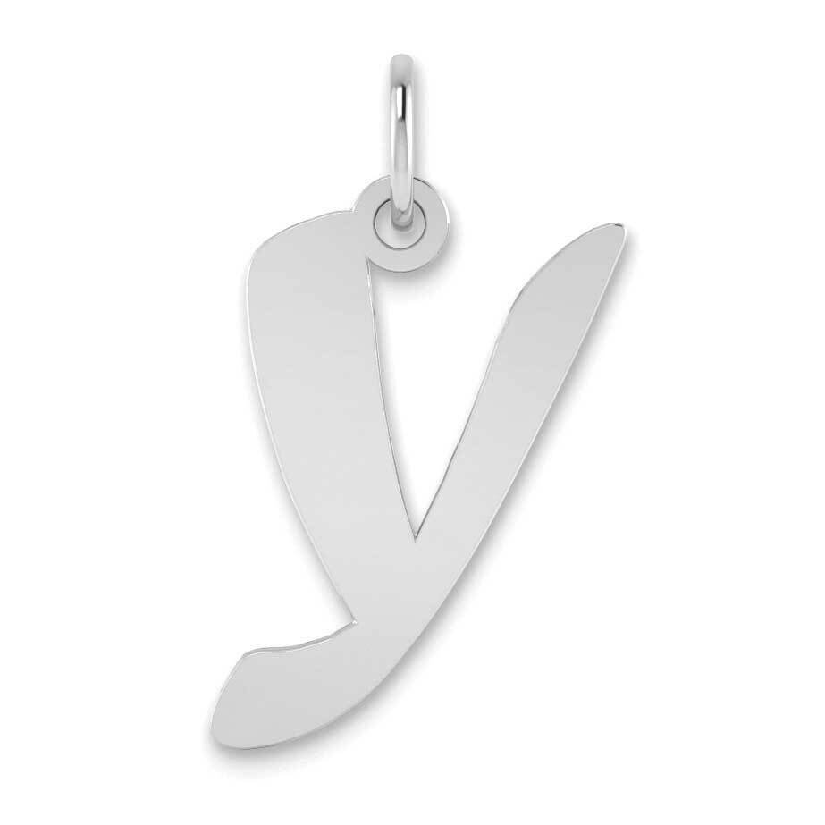 Script Letter Y Initial Pendant 14k White Gold Polished YC1438WY