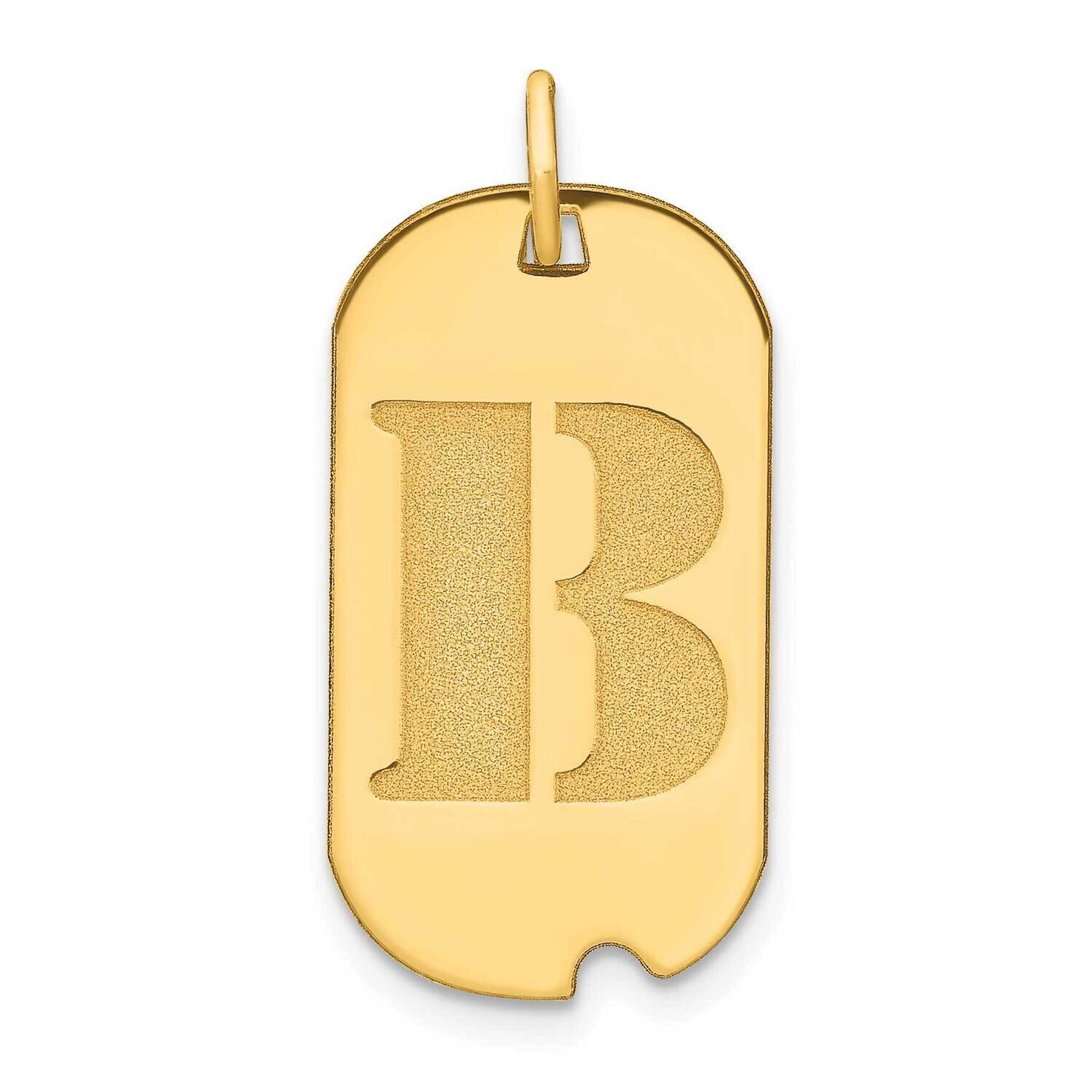 Letter B Initial Dog Tag Pendant 14k Gold Polished YC1439B, MPN: YC1439B, 196904086193