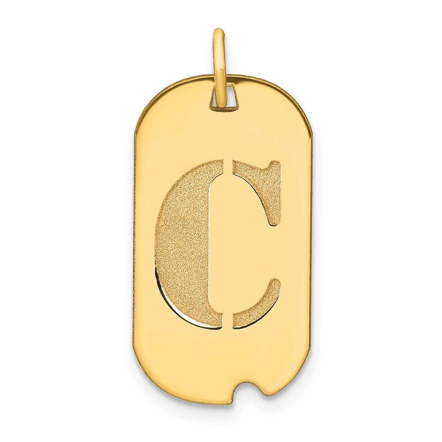 Letter C Initial Dog Tag Pendant 14k Gold Polished YC1439C, MPN: YC1439C, 196904087756
