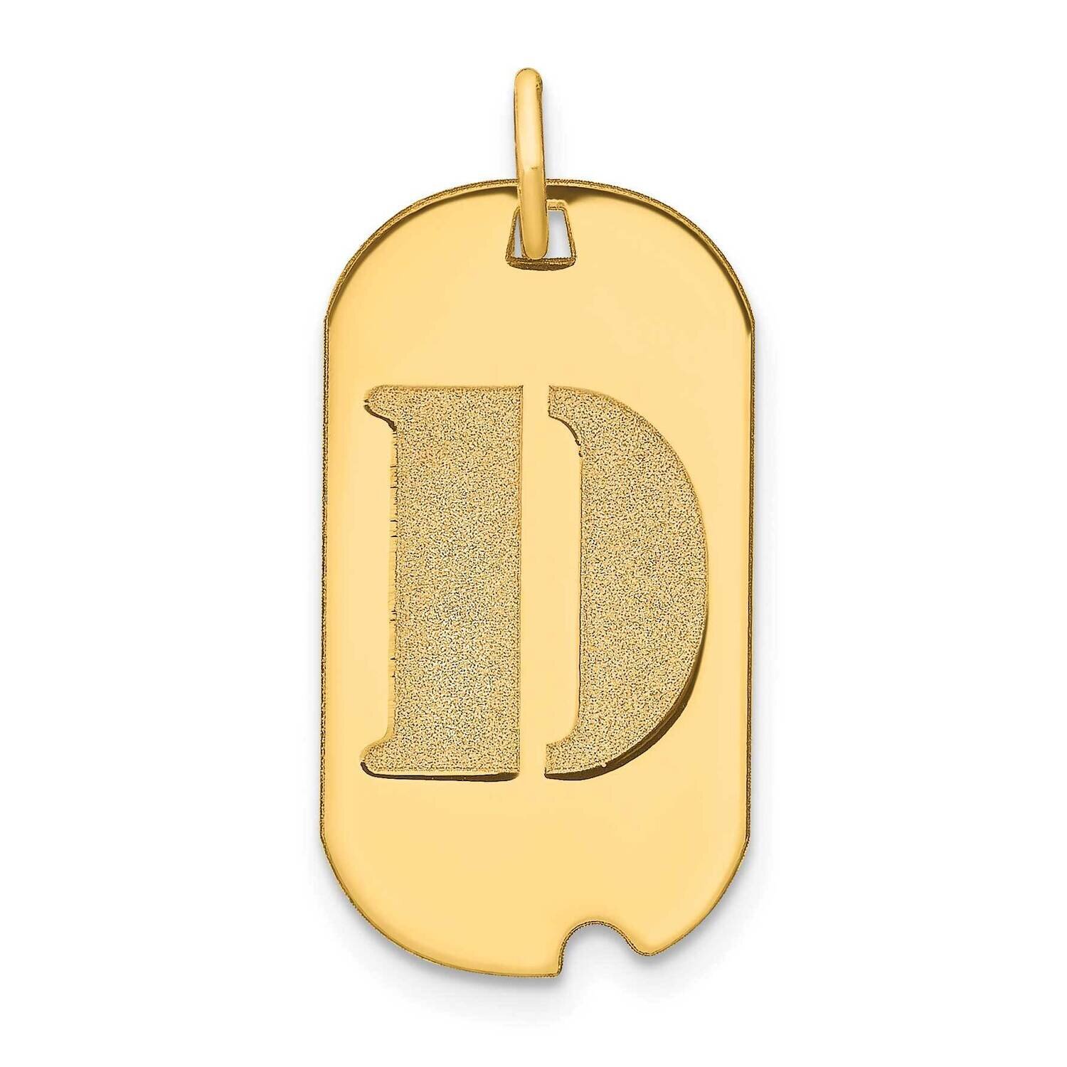 Letter D Initial Dog Tag Pendant 14k Gold Polished YC1439D, MPN: YC1439D, 196904087008