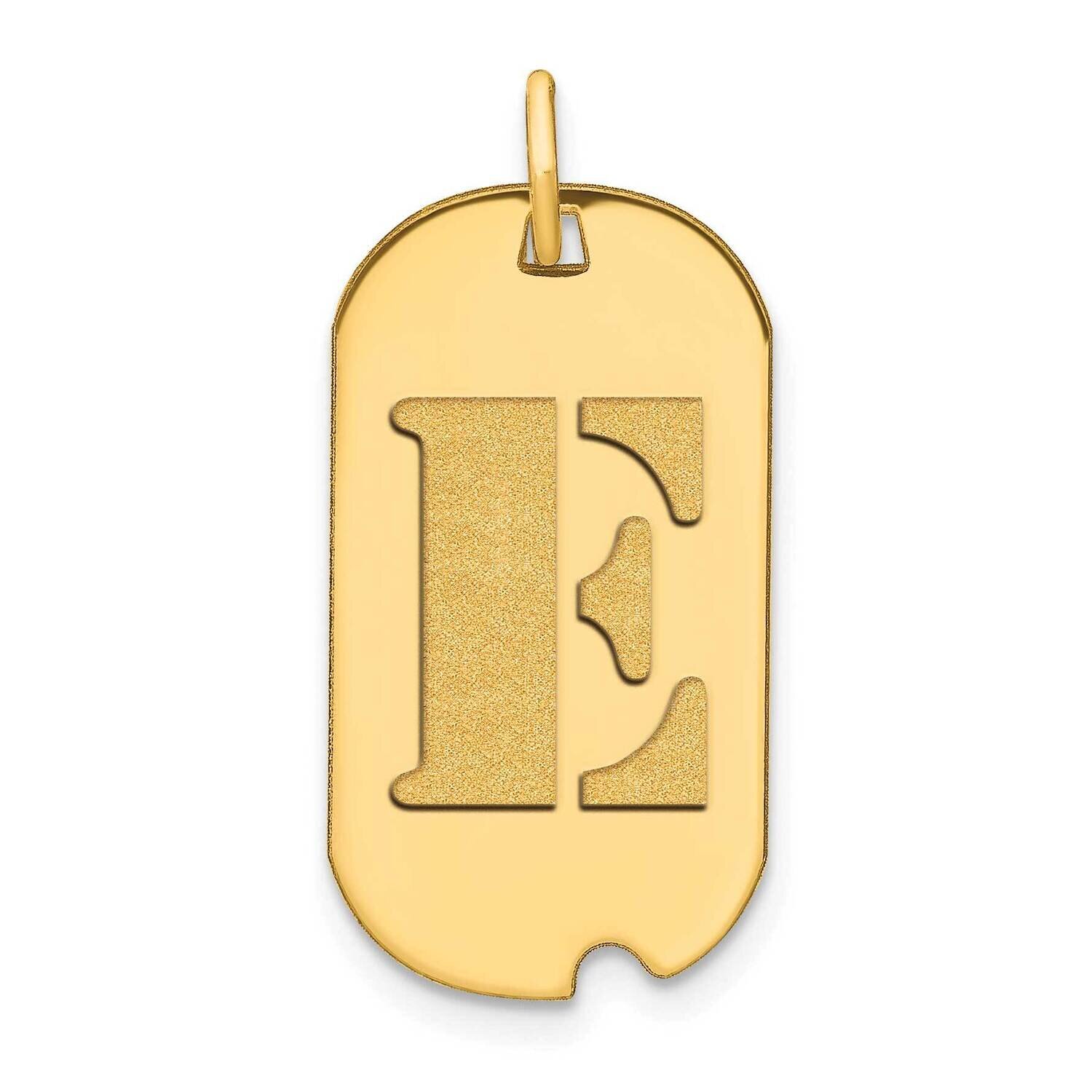 Letter E Initial Dog Tag Pendant 14k Gold Polished YC1439E