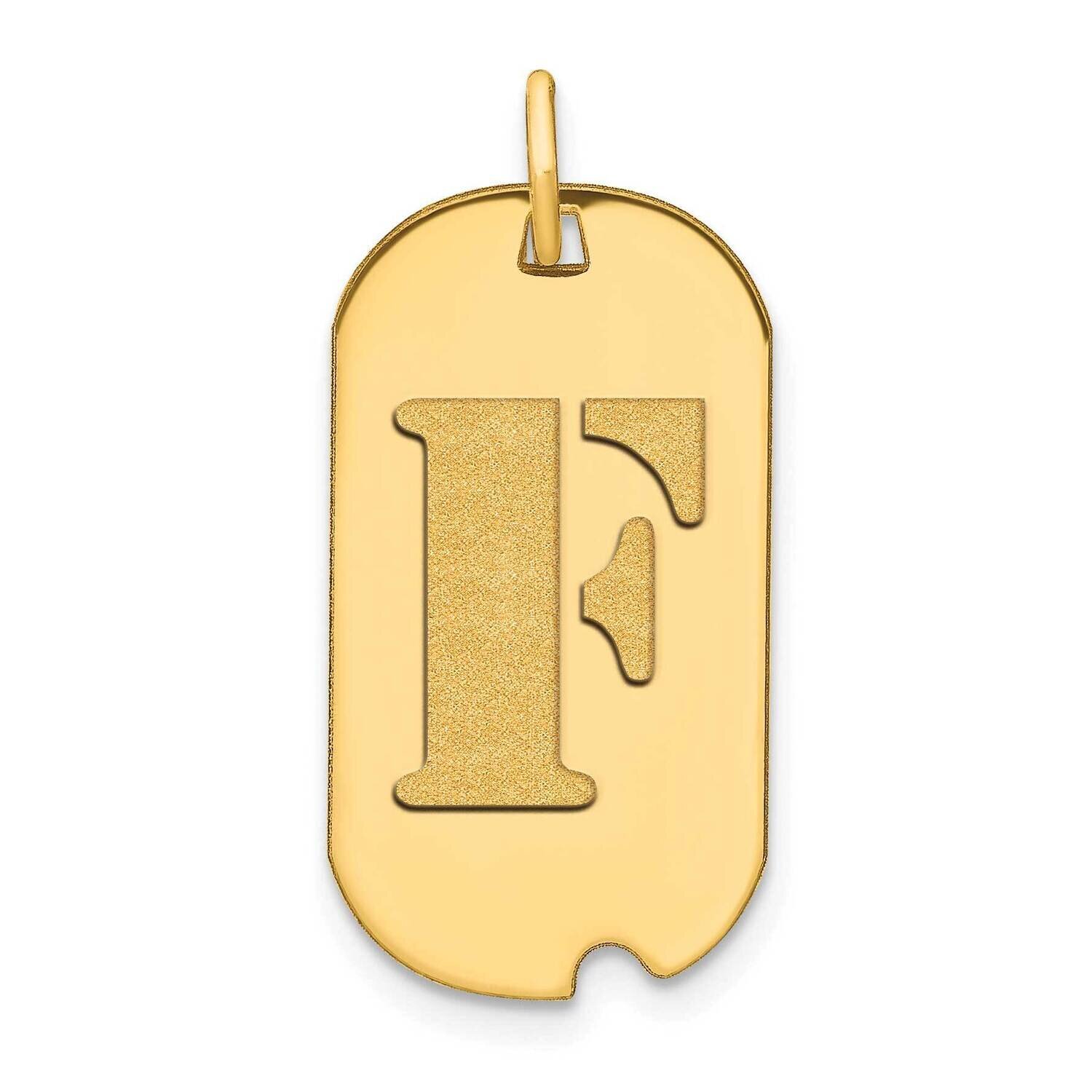 Letter F Initial Dog Tag Pendant 14k Gold Polished YC1439F